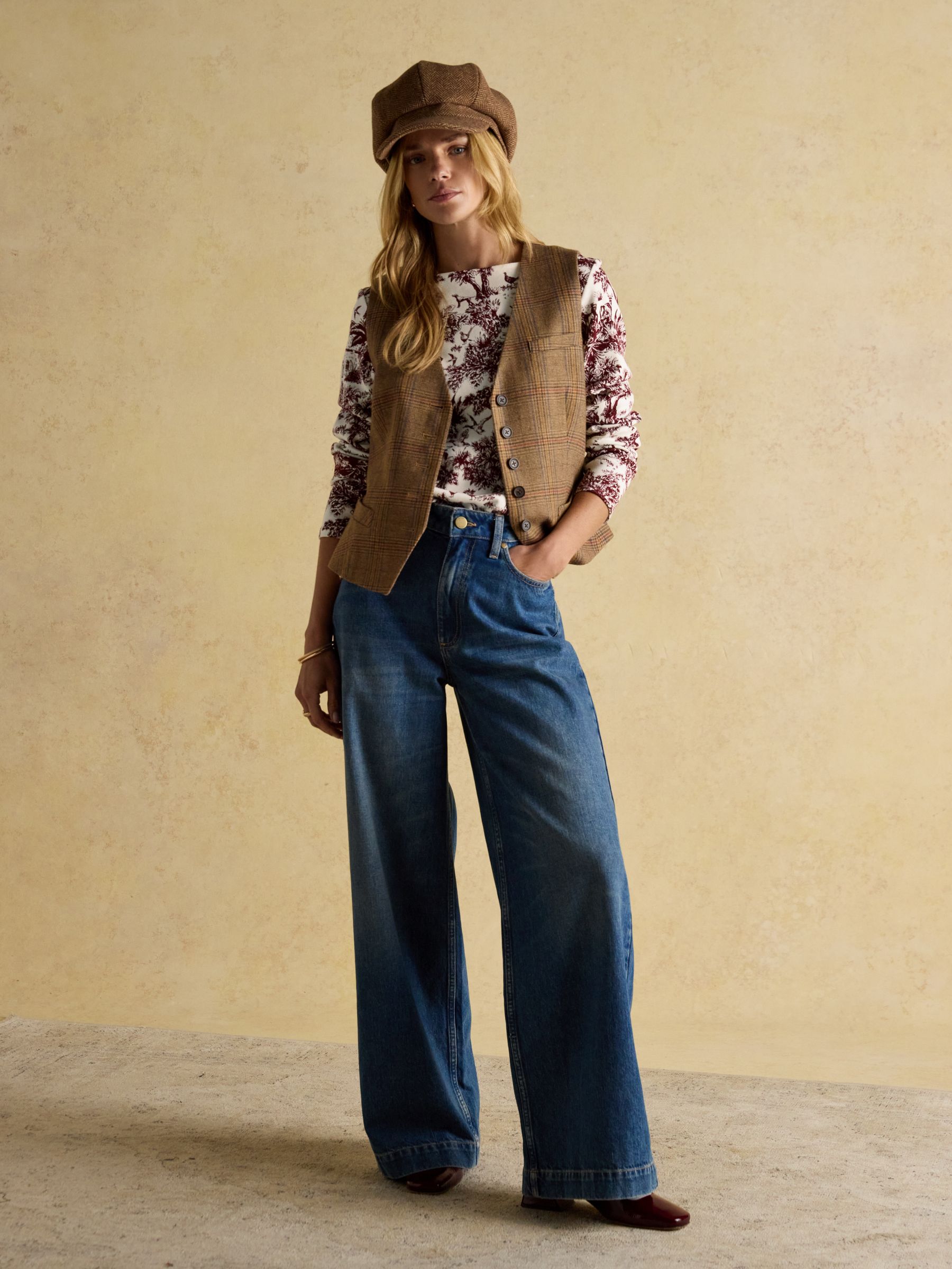 Harbour Burgundy Toile de Jouy Boat Neck Printed Top - Image 5 of 8