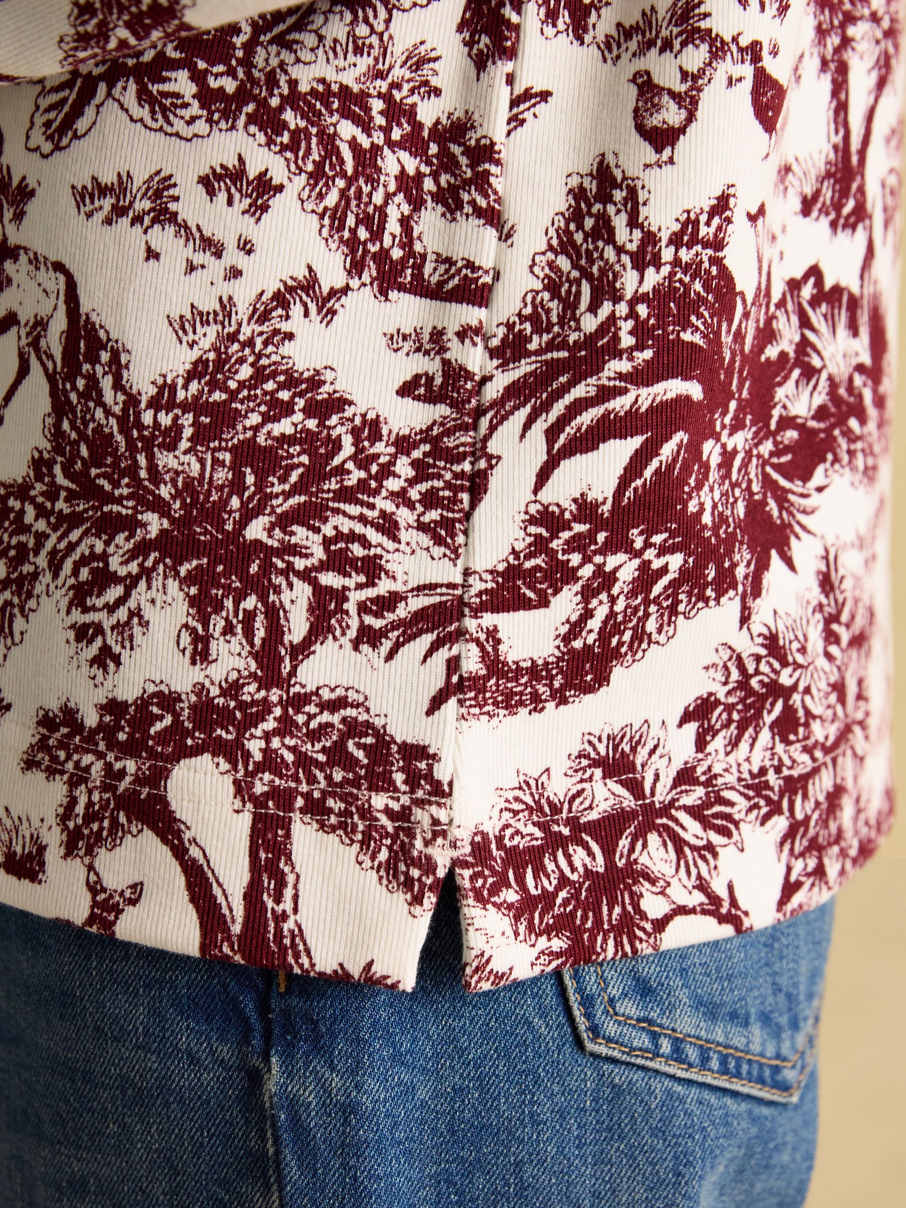 Harbour Burgundy Toile de Jouy Boat Neck Printed Top - Image 6 of 8