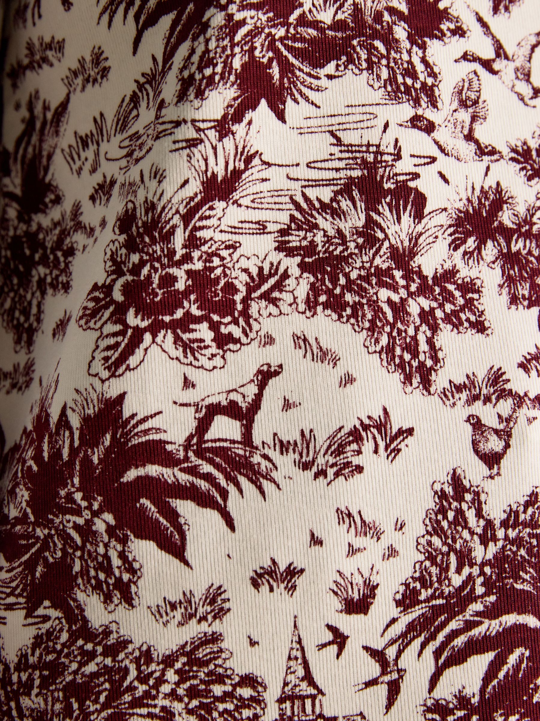 Harbour Burgundy Toile de Jouy Boat Neck Printed Top - Image 7 of 8