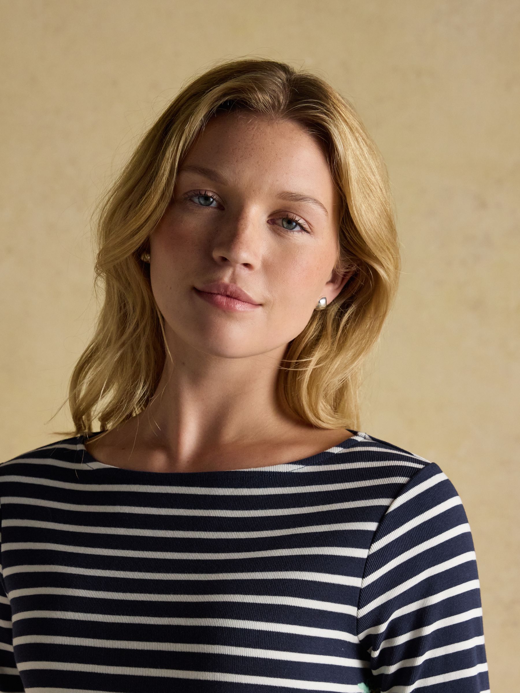 Christmas Harbour Dog Navy/Cream Boat Neck Breton Top - Image 3 of 8