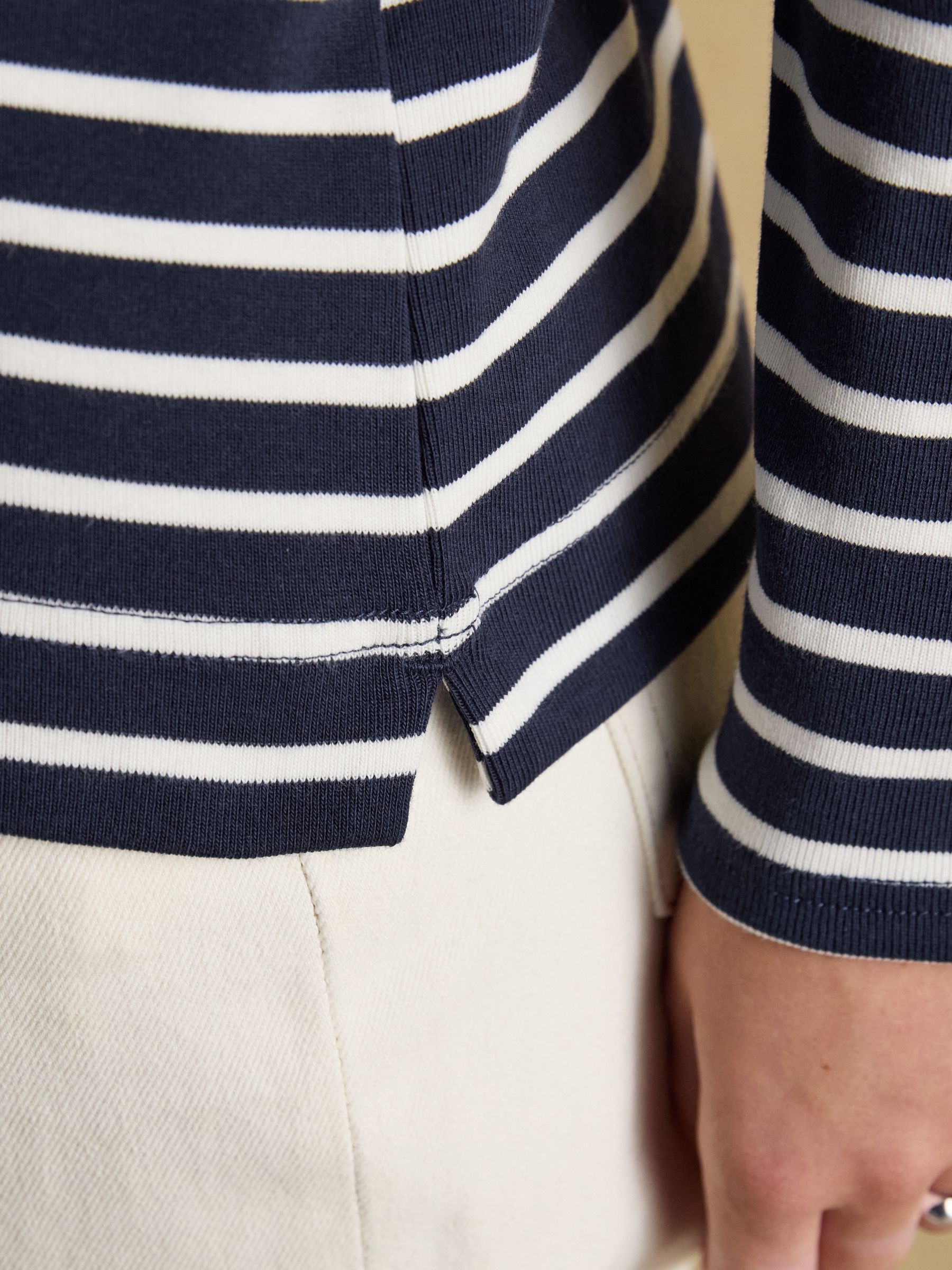 Christmas Harbour Dog Navy/Cream Boat Neck Breton Top - Image 6 of 8