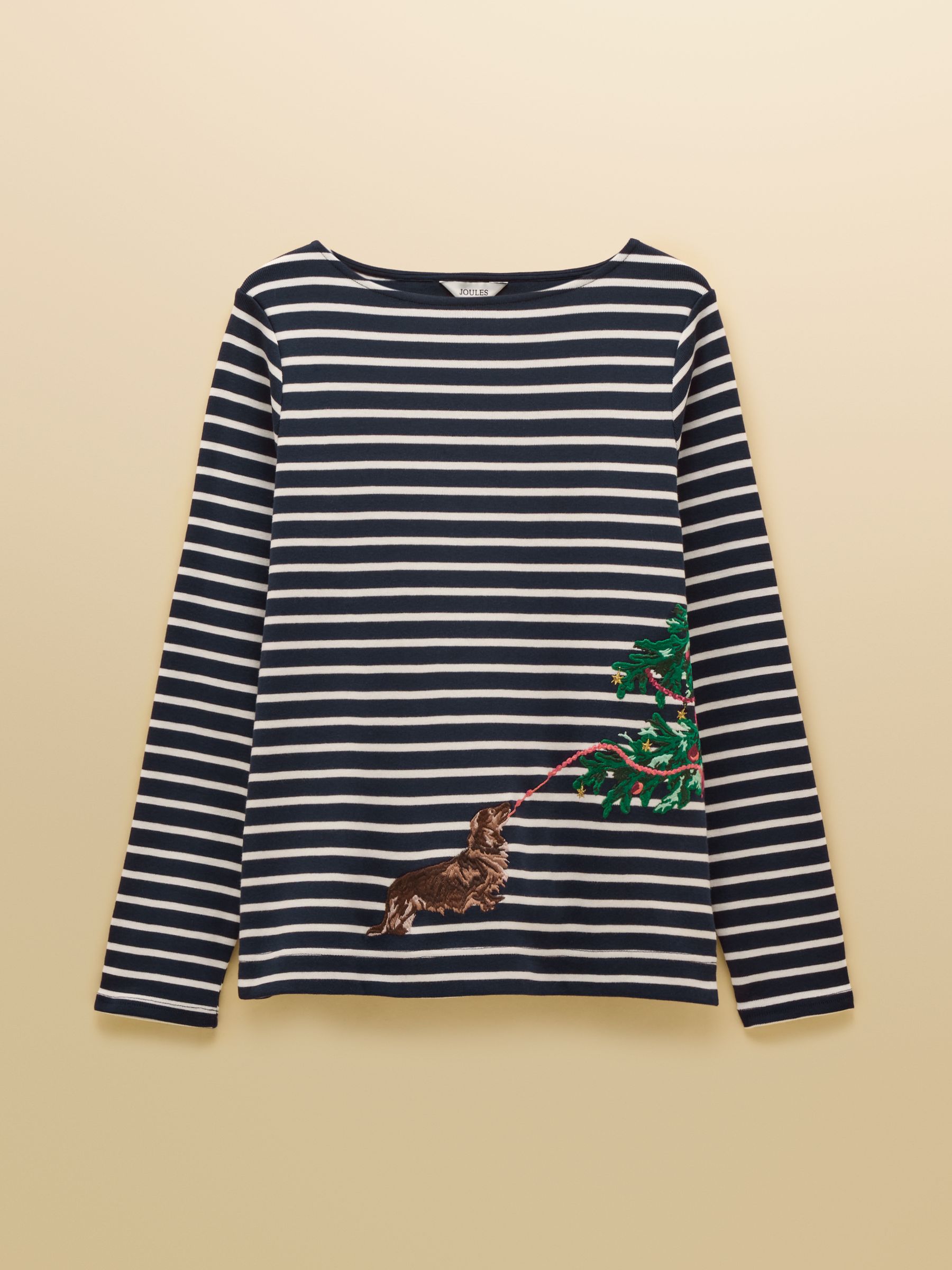 Christmas Harbour Dog Navy/Cream Boat Neck Breton Top - Image 8 of 8 Christmas Harbour Dog Navy/Cream Boat Neck Breton Top - Image 8 of 8