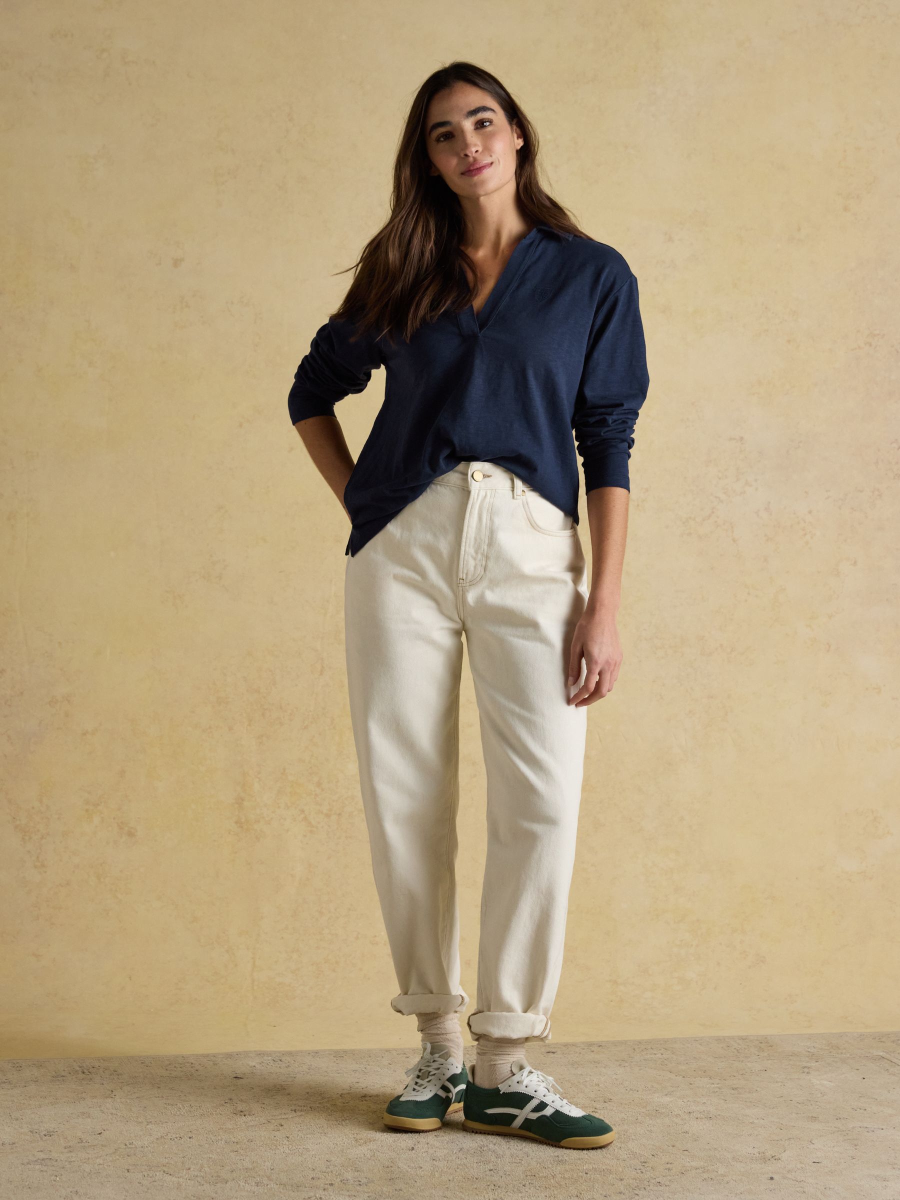 Tallie Navy Combed Cotton Slub Collared Top - Image 3 of 9