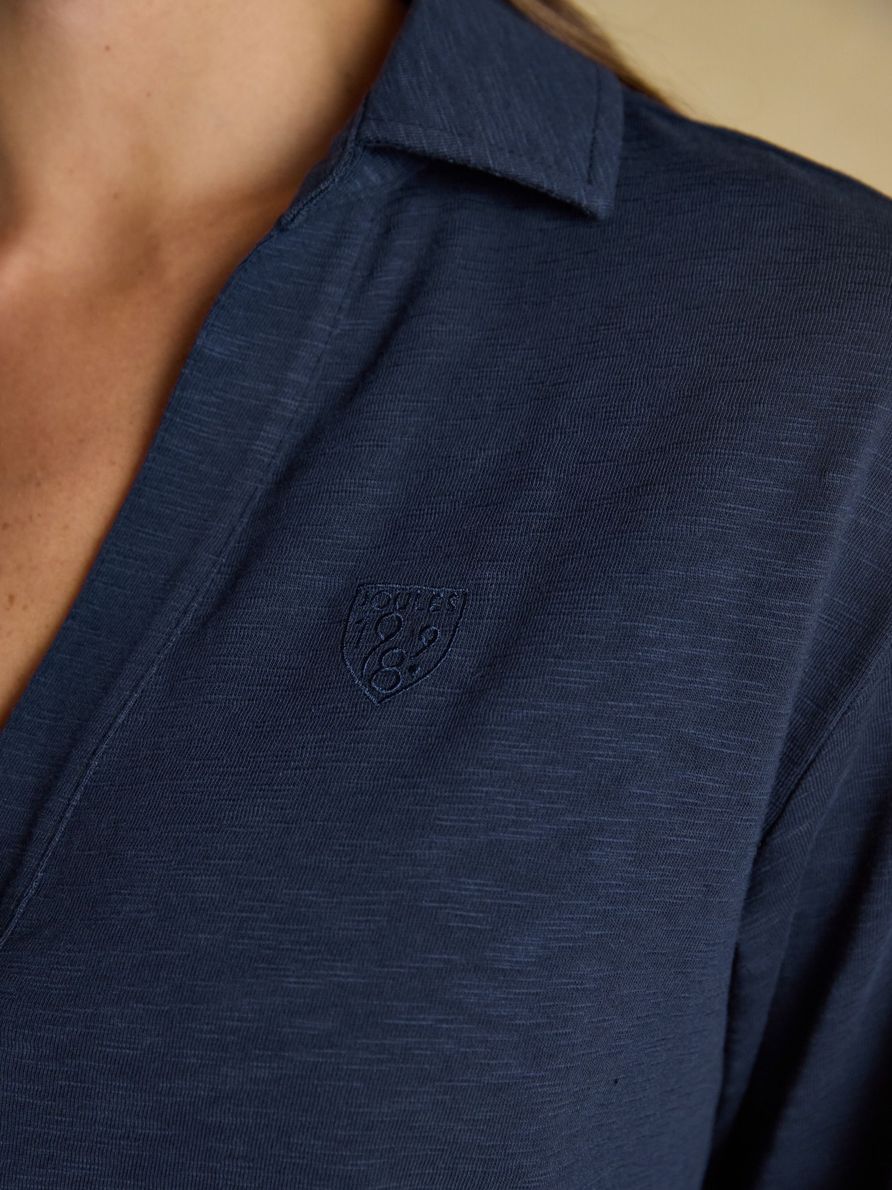 Tallie Navy Combed Cotton Slub Collared Top - Image 8 of 9