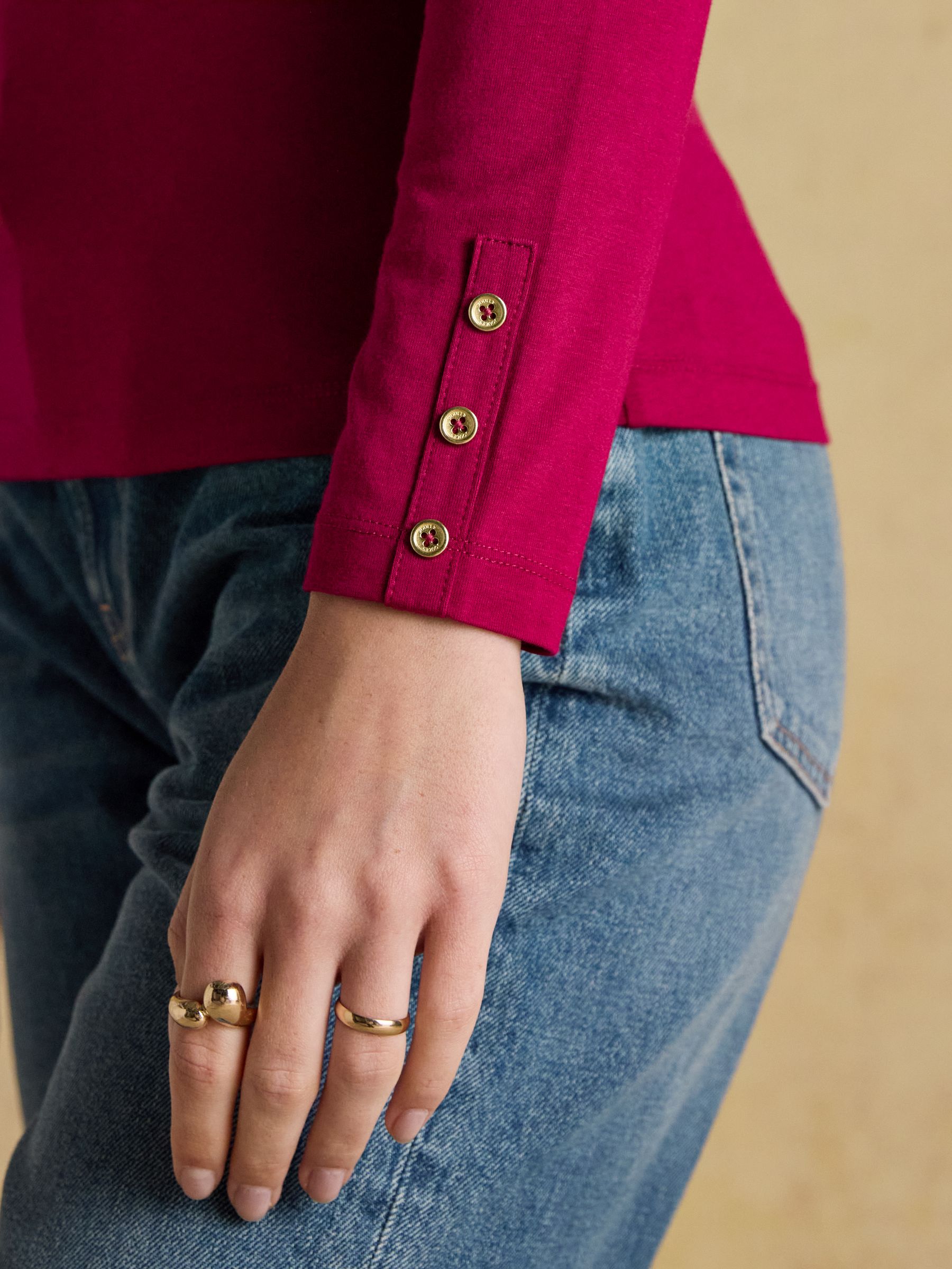 Amy Red Long Sleeve High Frill Neck Jersey Top - Image 5 of 6