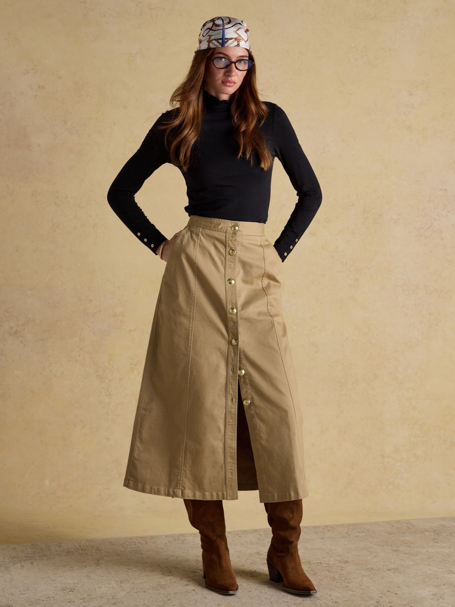 Amy Black Long Sleeve High Frill Neck Jersey Top - Image 3 of 7