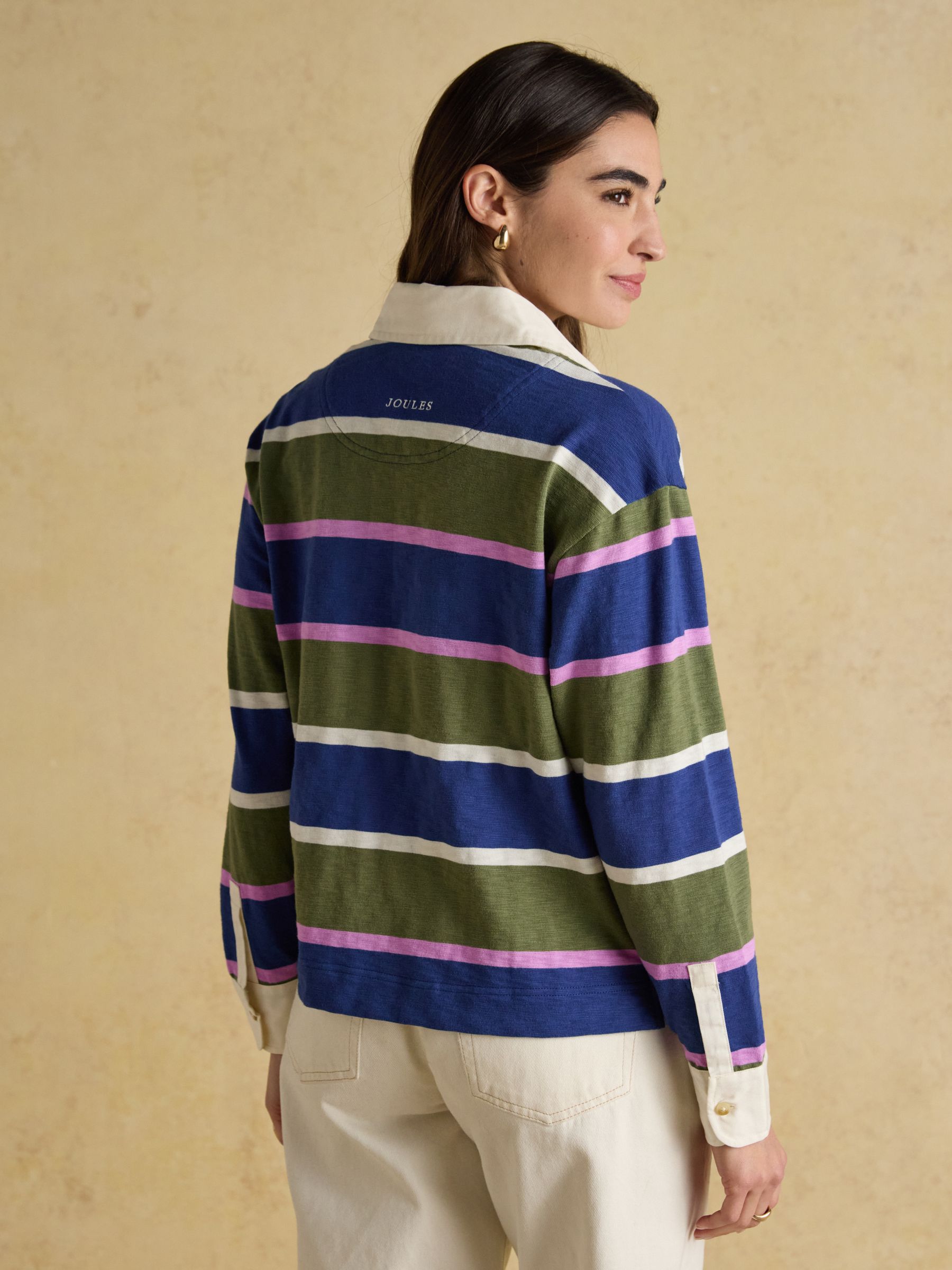 Lara Blue & Green Stripe Boxy Fit Rugby Shirt - Image 2 of 9