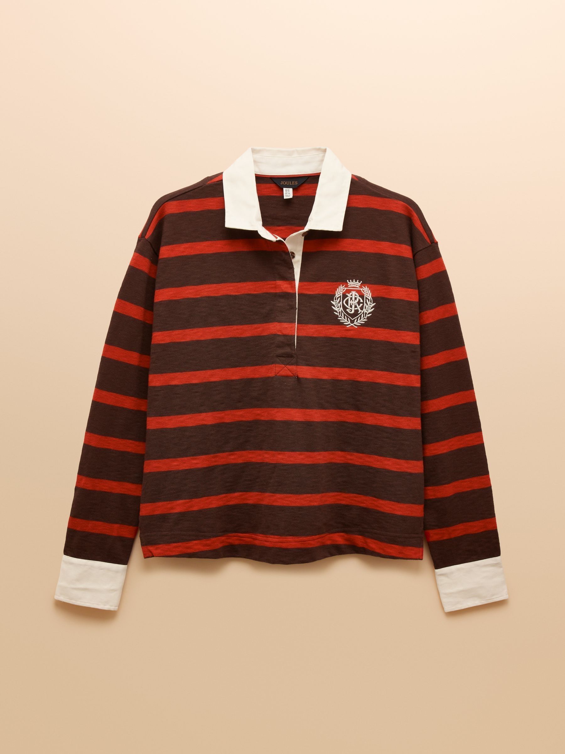 Lara Burnt Orange & Brown Stripe Boxy Fit Rugby Shirt - Image 11 of 11