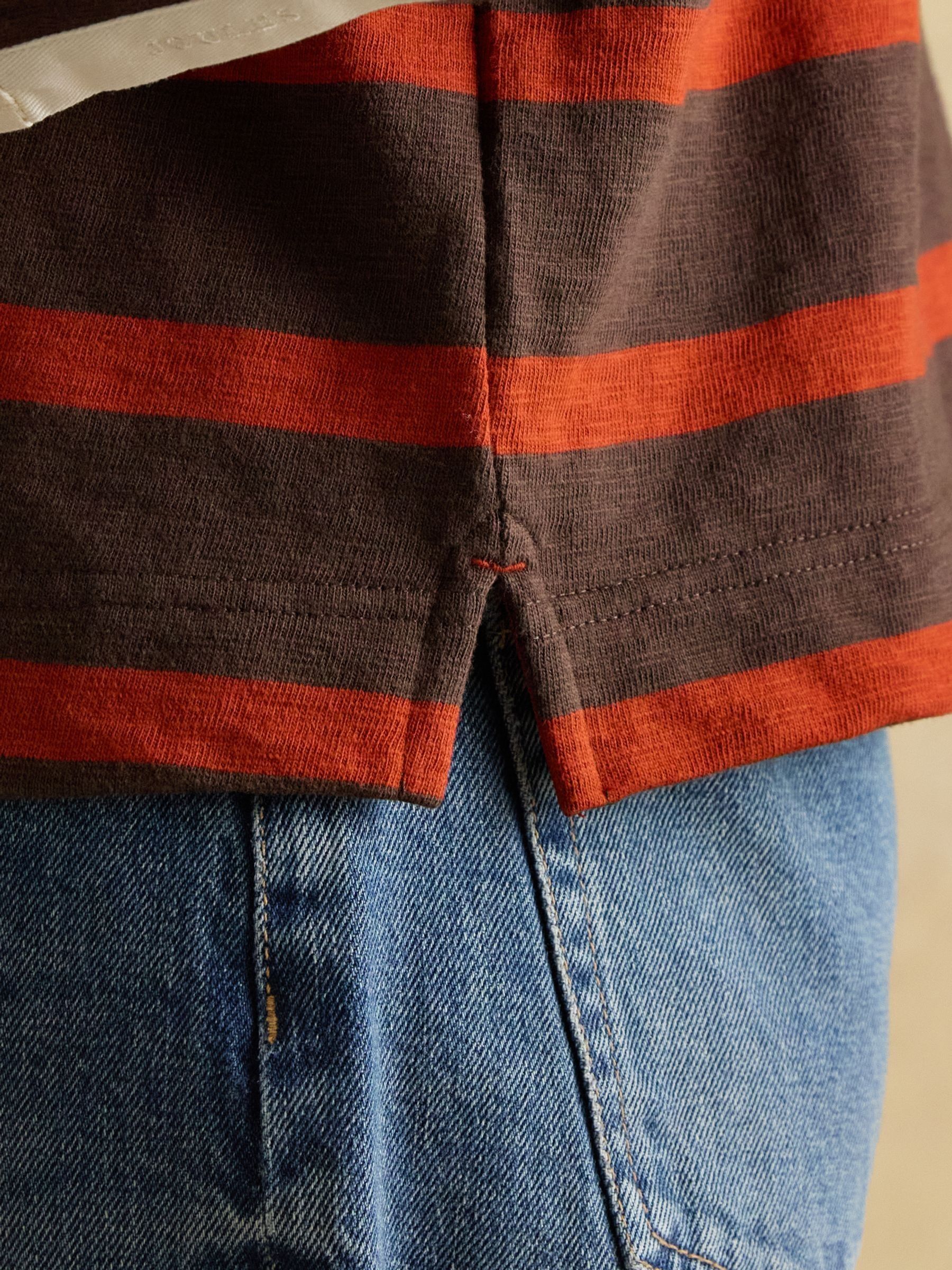 Lara Burnt Orange & Brown Stripe Boxy Fit Rugby Shirt - Image 9 of 11
