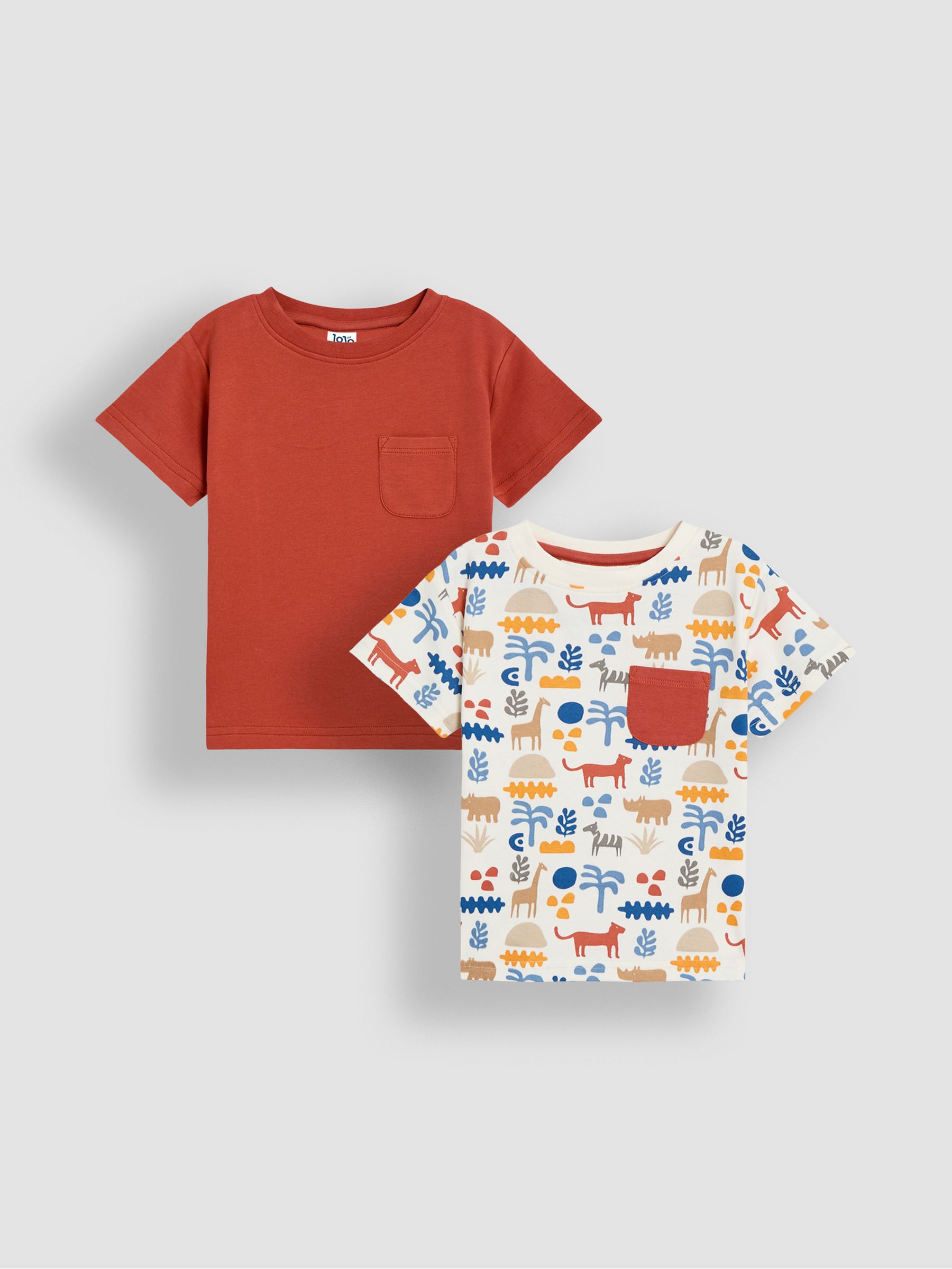 Ecru Safari 2-Pack Printed & Plain T-Shirts - Image 1 of 5