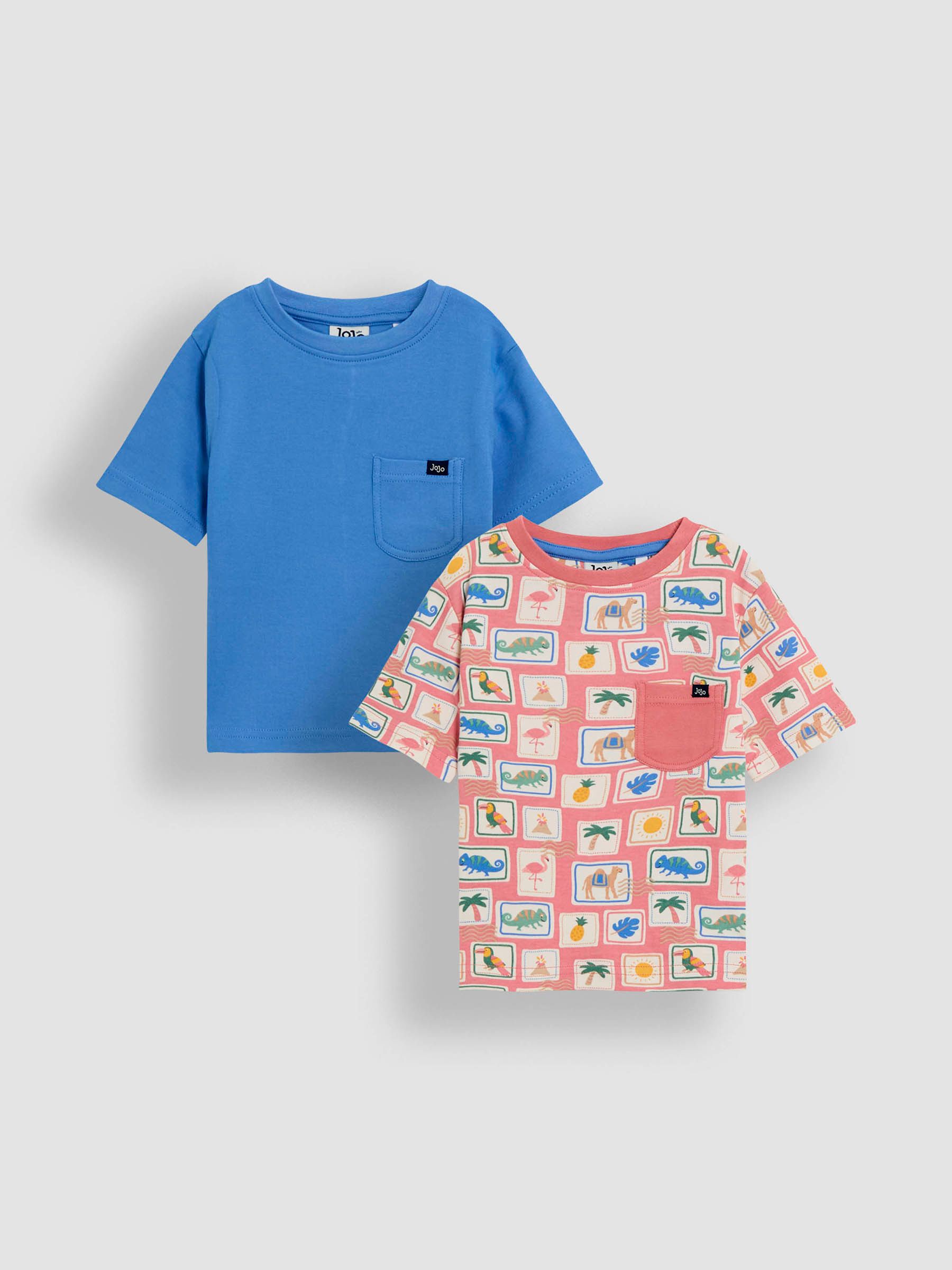 Pink Tropical Postcard Printed & Plain T-Shirts 2 Pack - Image 1 of 5