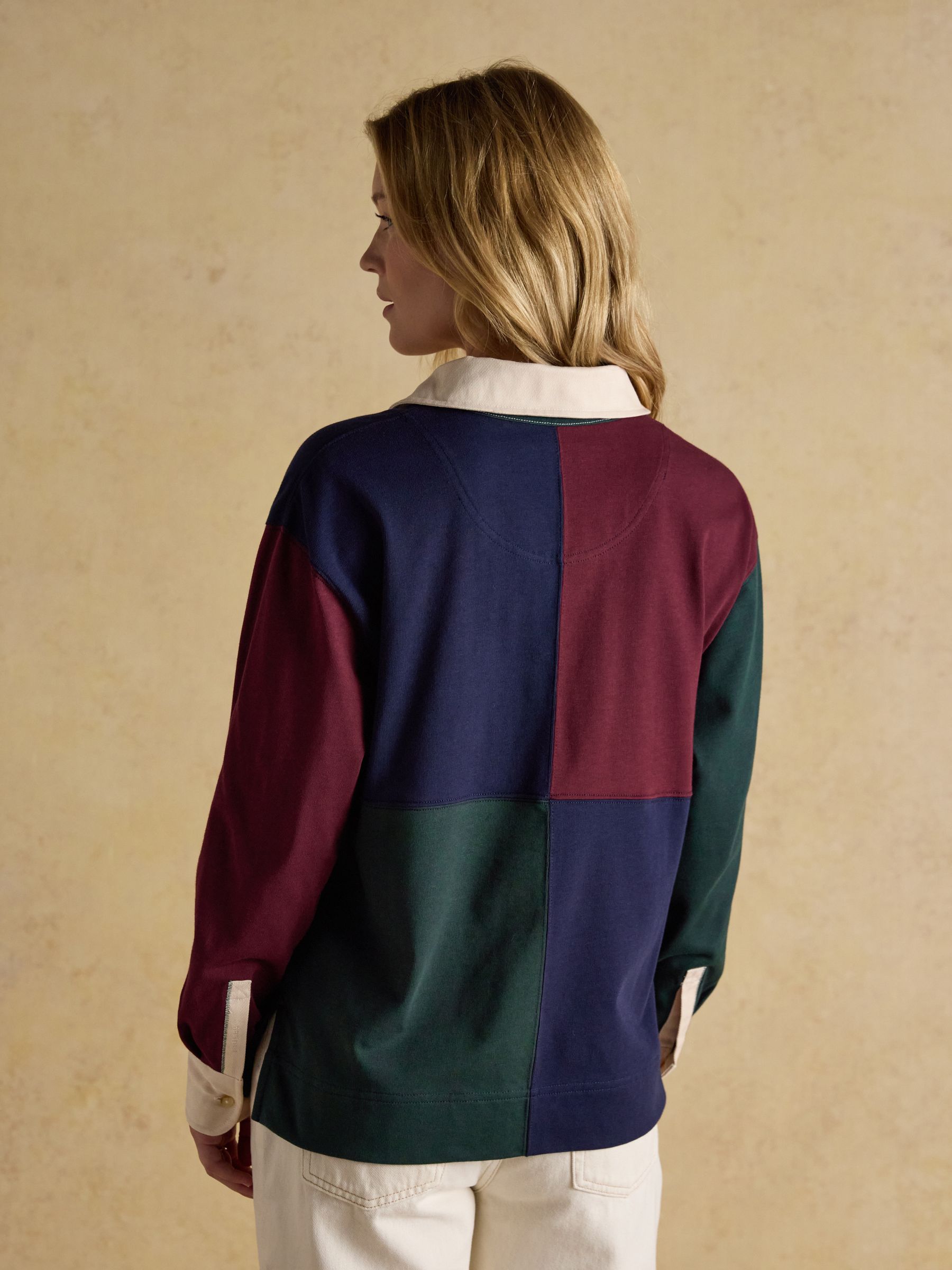 Claremont Multi 100% Cotton Harlequin Lace Up Rugby Shirt - Image 5 of 10