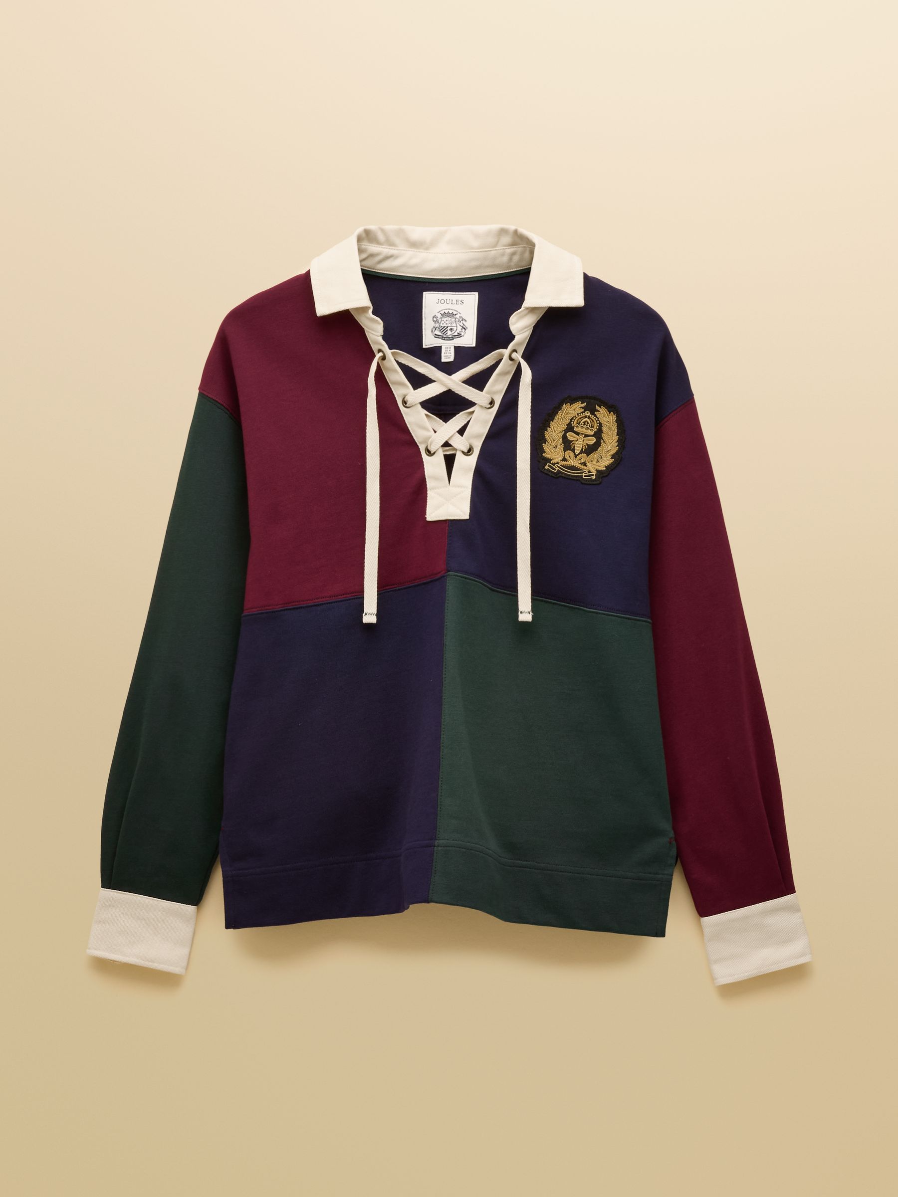 Claremont Multi 100% Cotton Harlequin Lace Up Rugby Shirt - Image 7 of 7