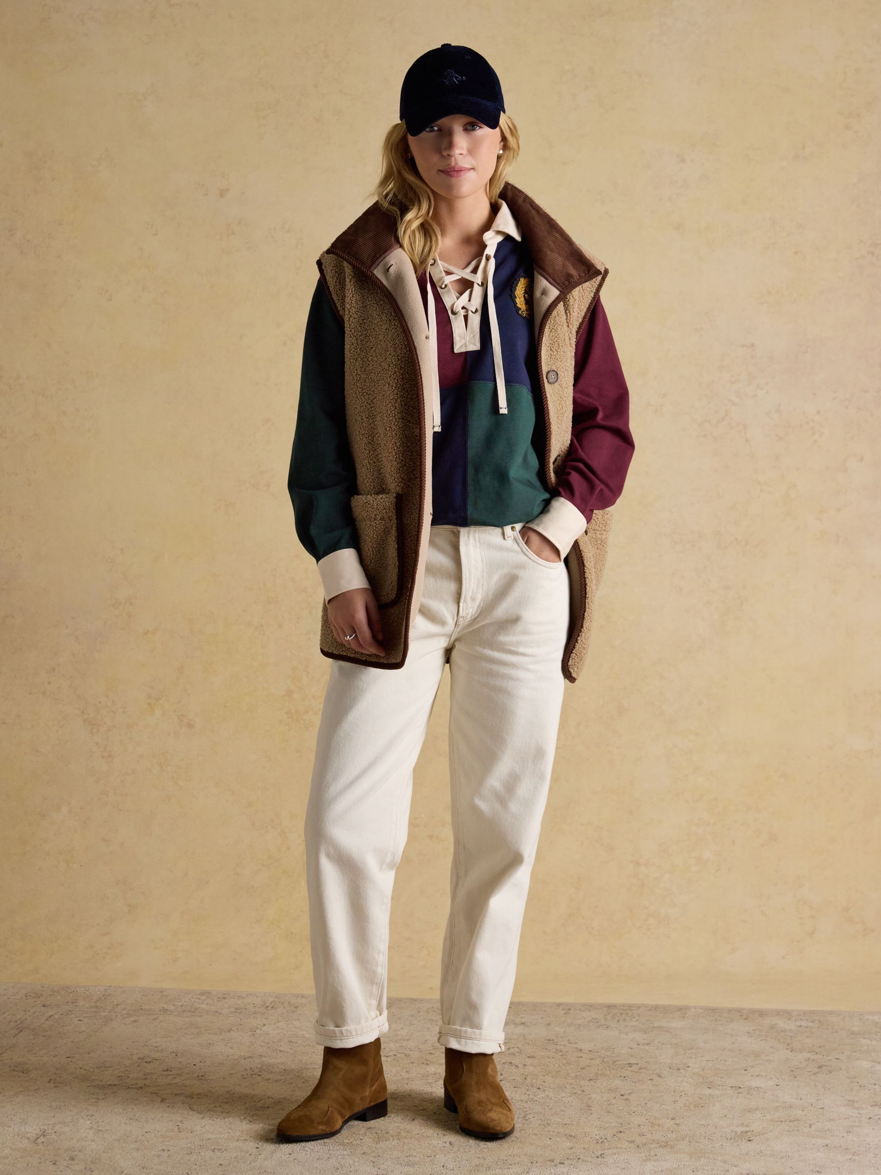 Claremont Multi 100% Cotton Harlequin Lace Up Rugby Shirt - Image 8 of 10