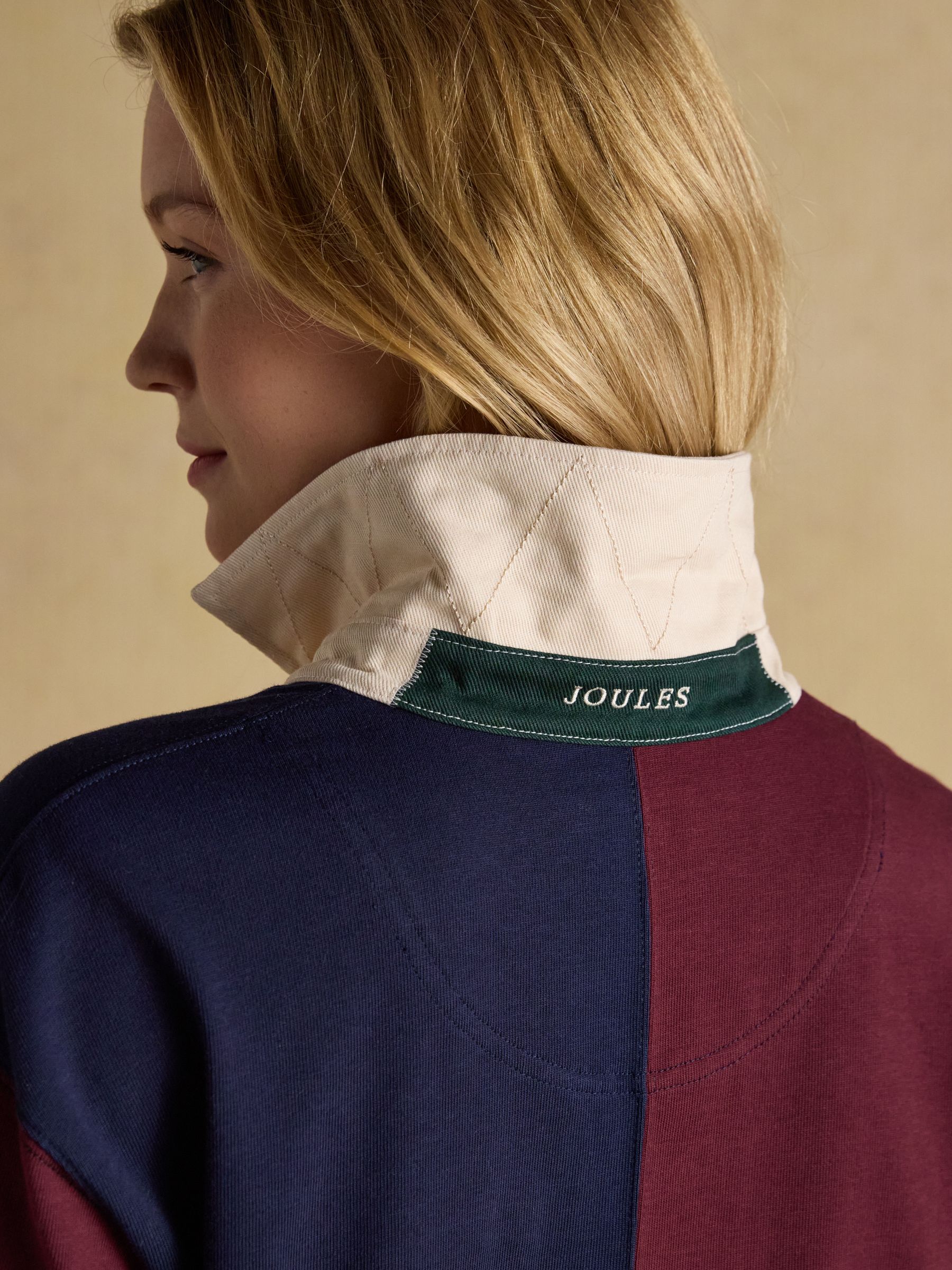 Claremont Multi 100% Cotton Harlequin Lace Up Rugby Shirt - Image 9 of 10