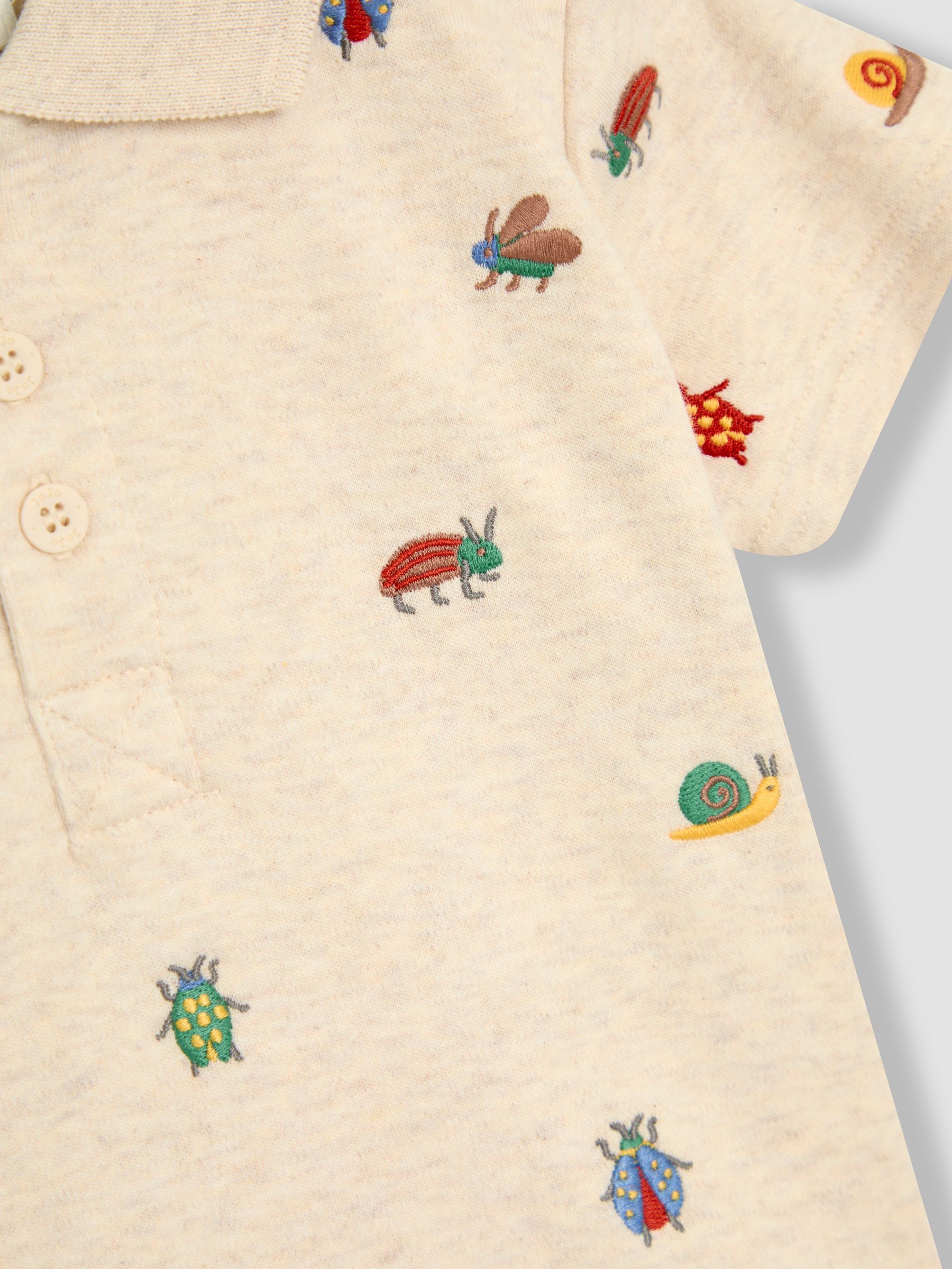 Natural Bug Embroidered Polo Shirt - Image 3 of 3
