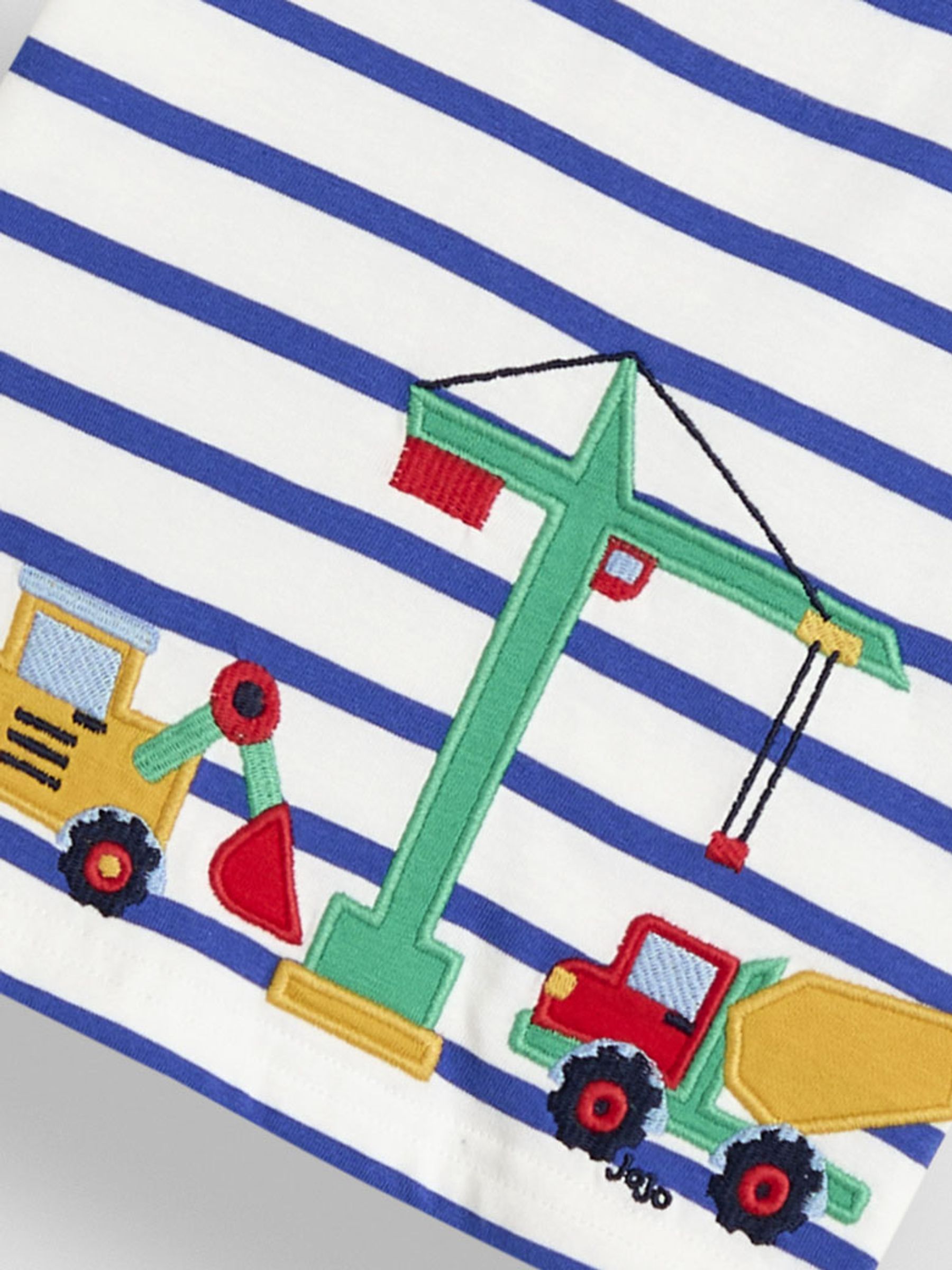 White Construction Vehicle Appliqué Border T-Shirt - Image 2 of 3