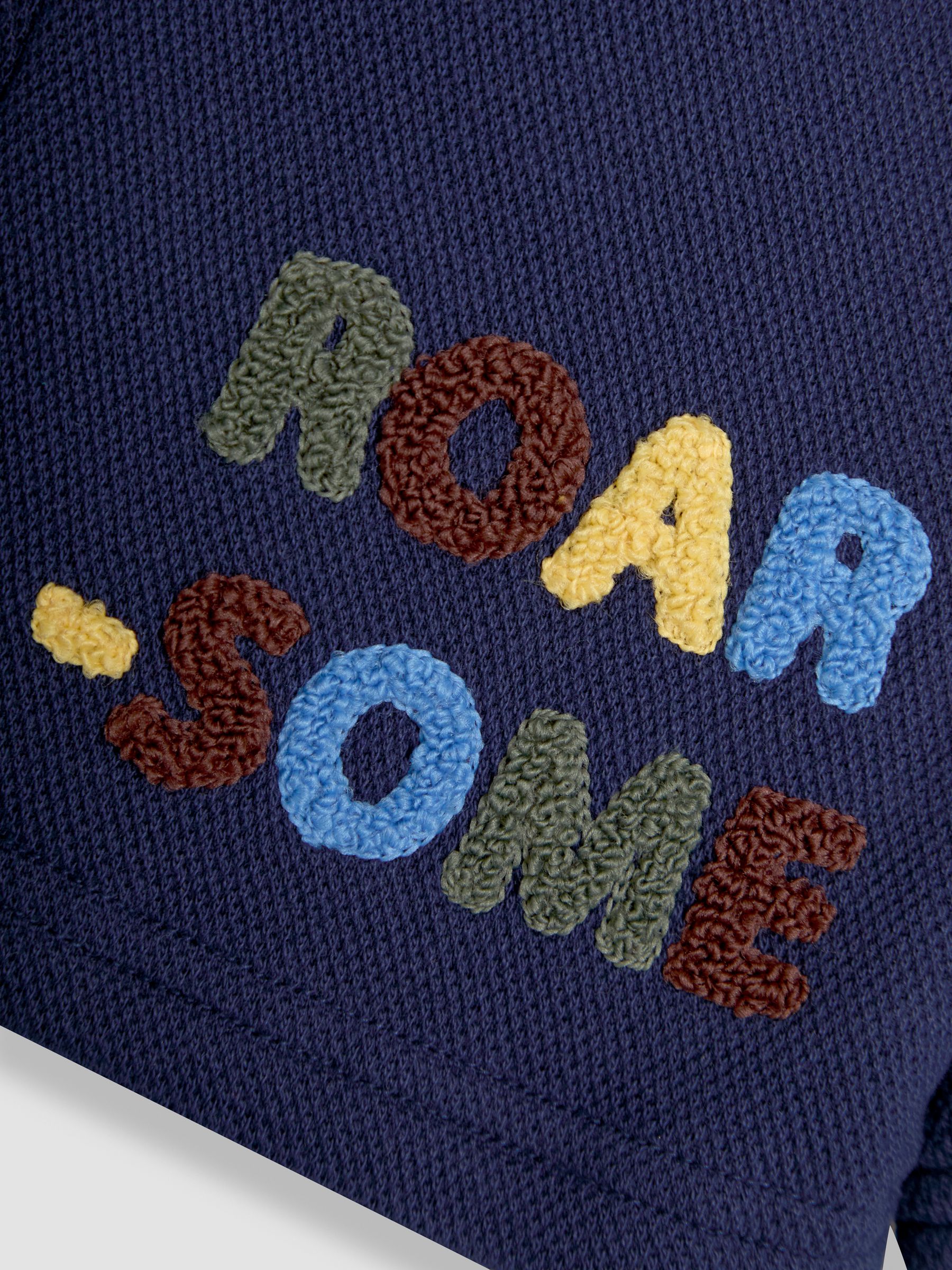 Navy Blue T-Rex Appliqué Textured Shorts - Image 4 of 4
