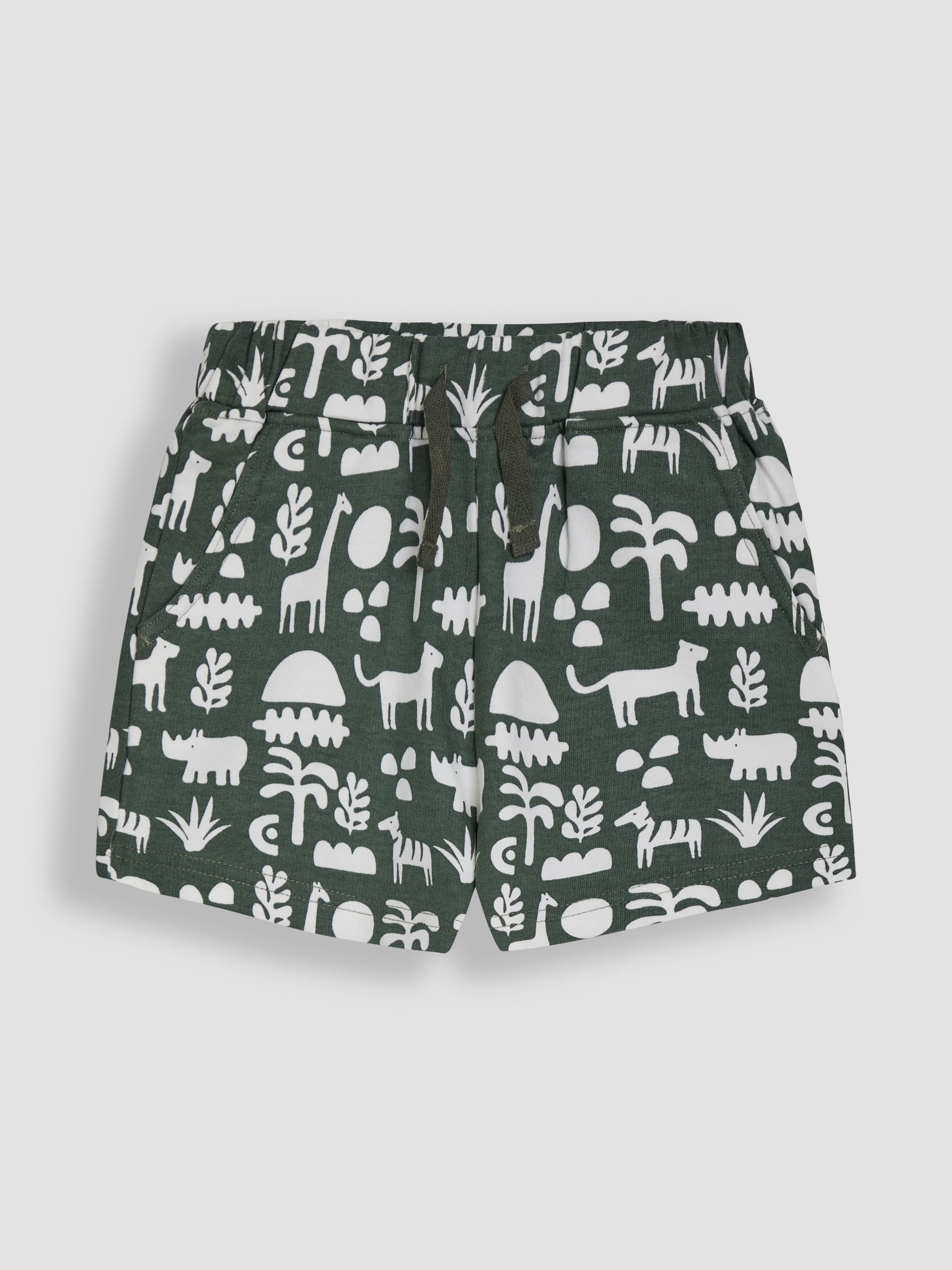 Khaki Green Safari & Navy Blue 2-Pack Printed & Plain Shorts - Image 2 of 5