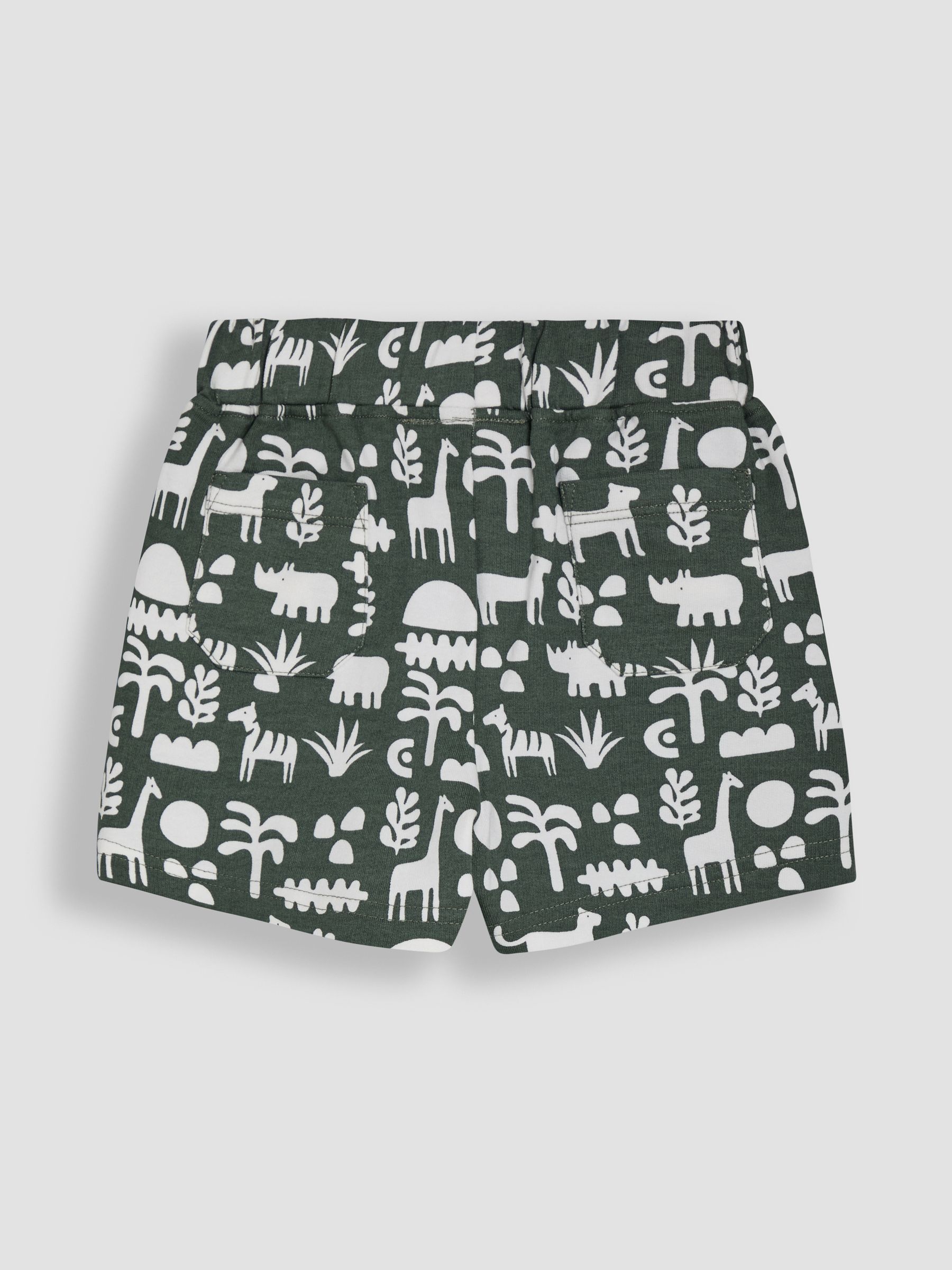 Khaki Green Safari & Navy Blue 2-Pack Printed & Plain Shorts - Image 3 of 5