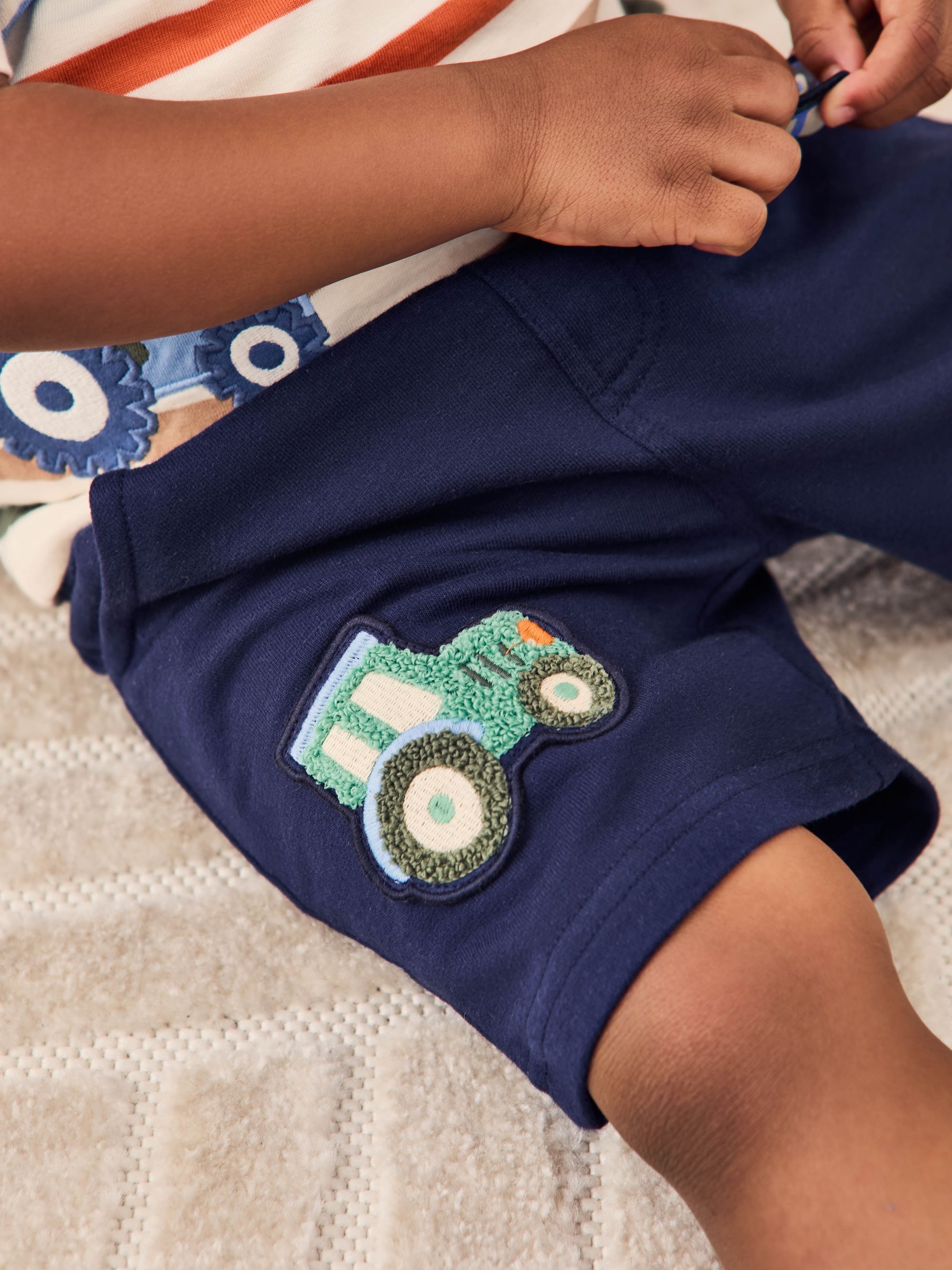 Navy Blue Appliqué Shorts - Image 3 of 8