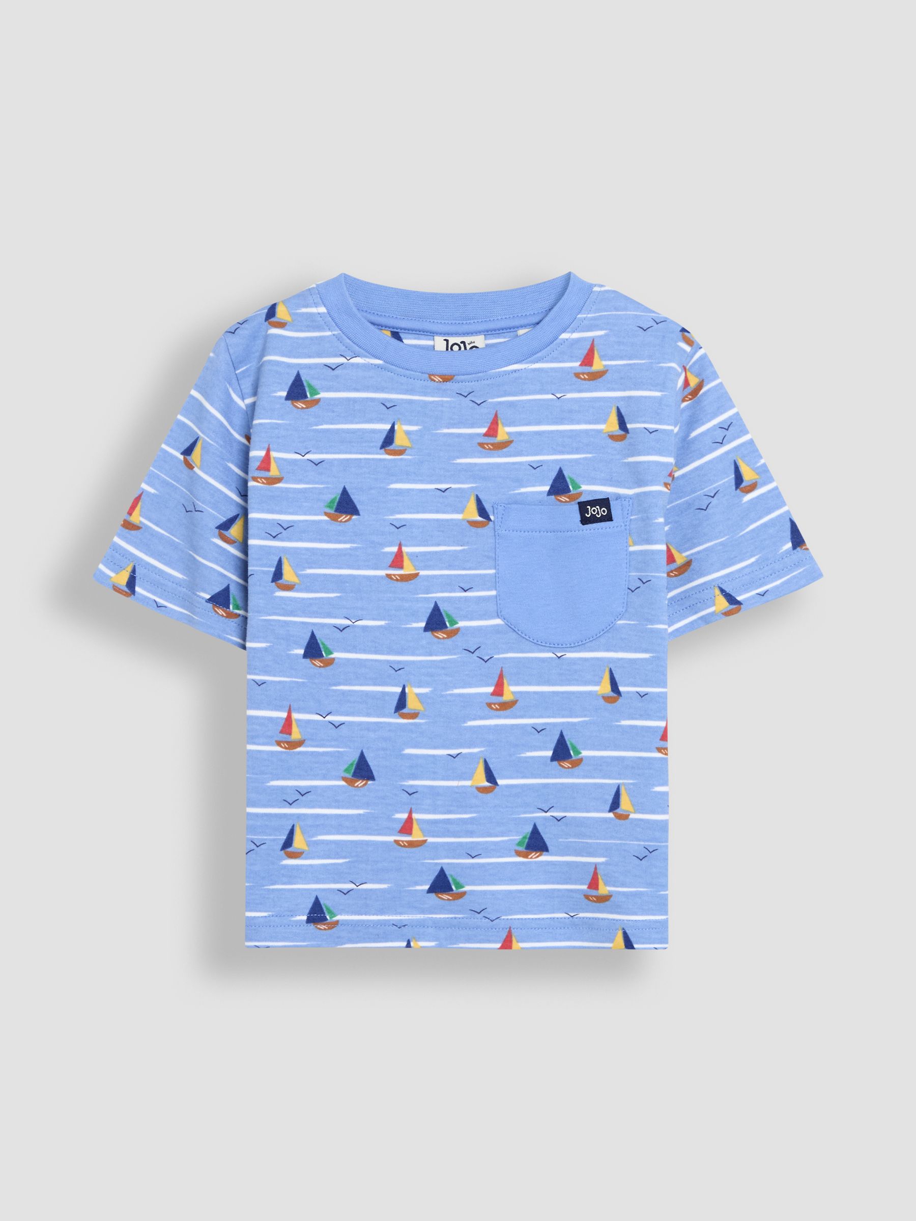 Blue Sailboat Print & Stripe 100% Cotton T-Shirts 2 Pack - Image 2 of 7