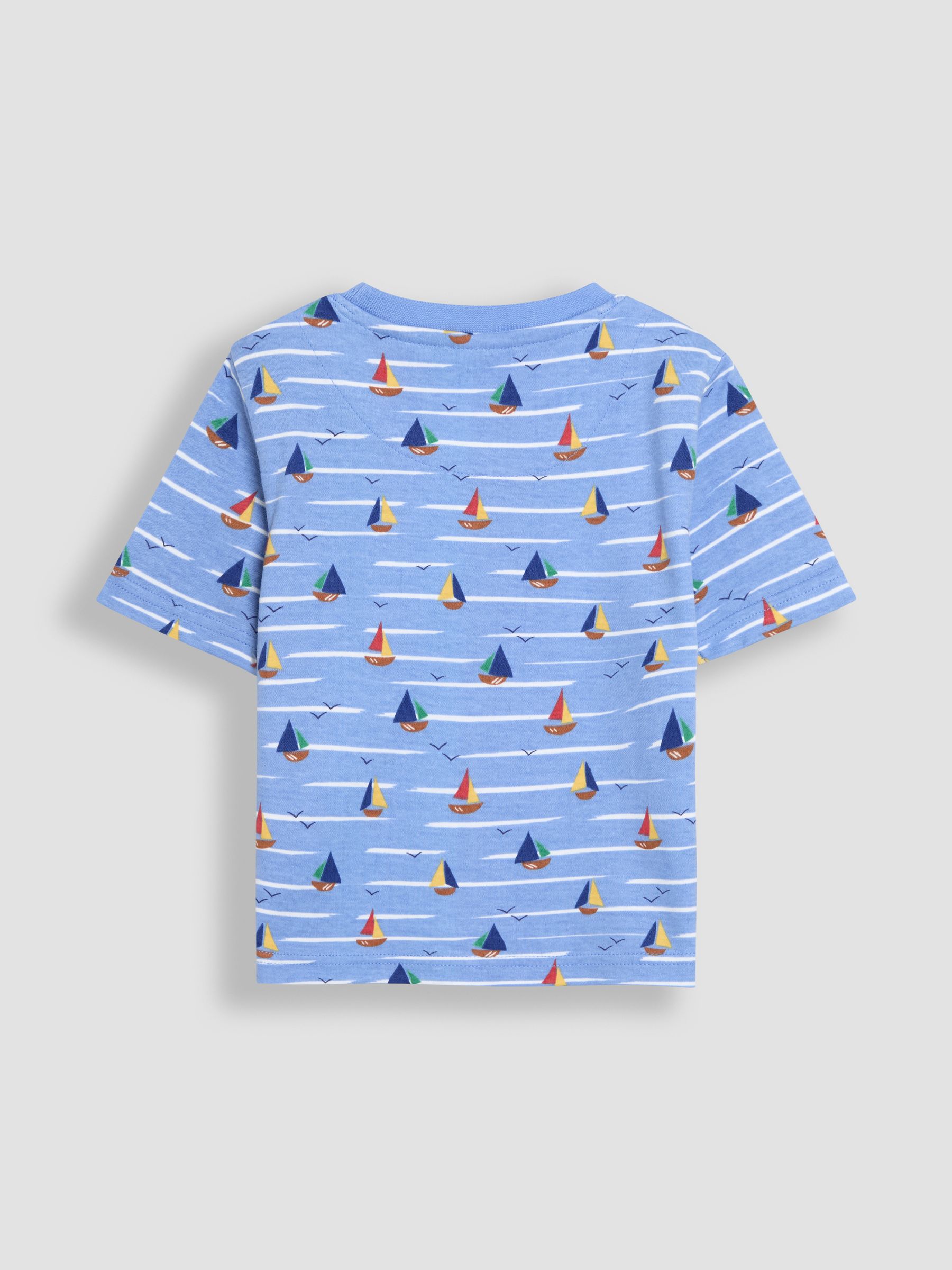 Blue Sailboat Print & Stripe 100% Cotton T-Shirts 2 Pack - Image 3 of 7