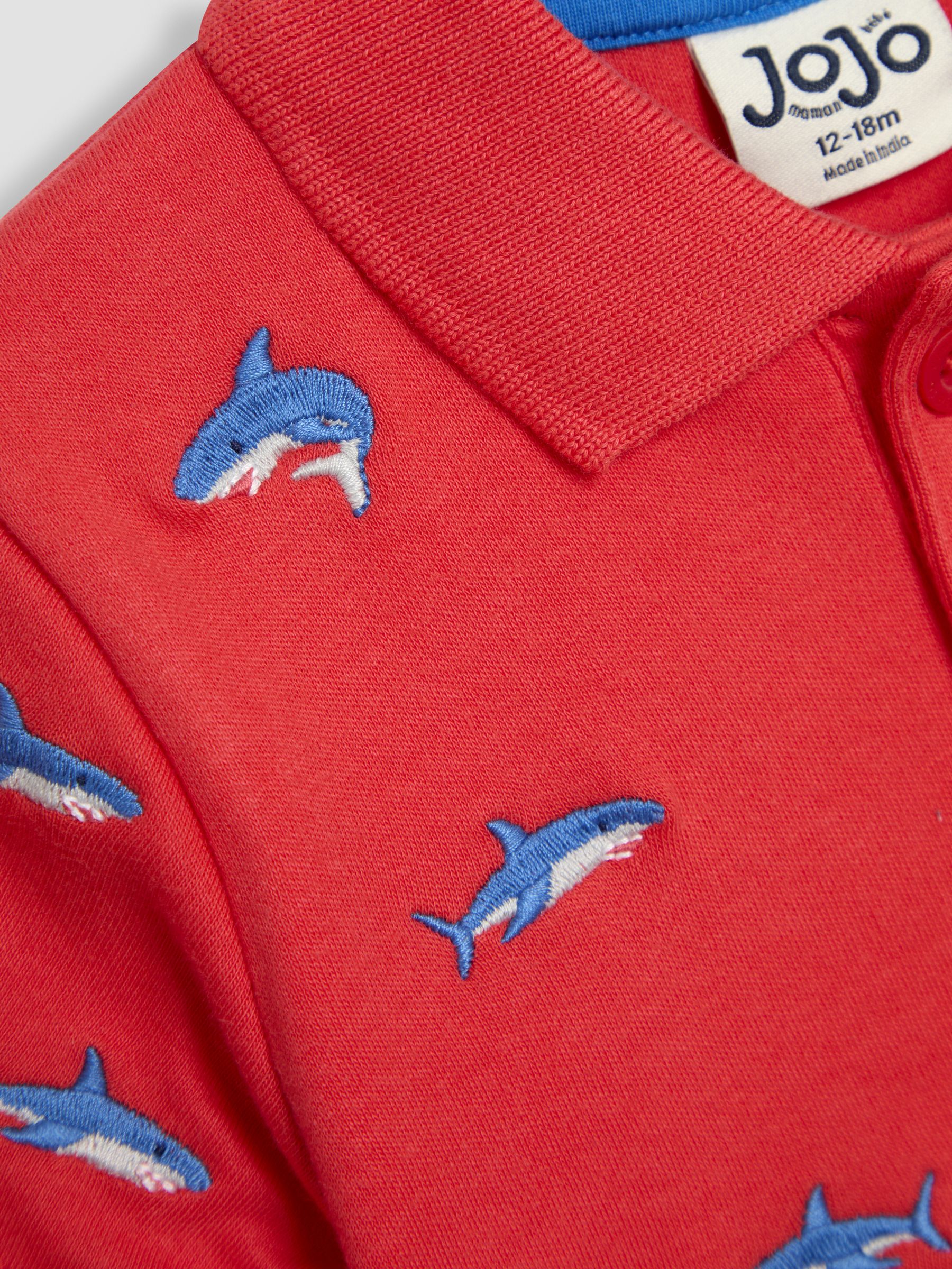 Red Shark Embroidered 100% Cotton Polo Shirt - Image 3 of 3