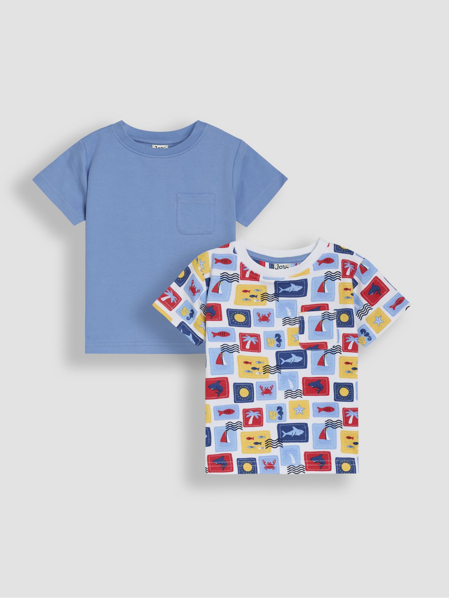 White Seaside 2-Pack Printed & Plain T-Shirts - Image 1 of 7