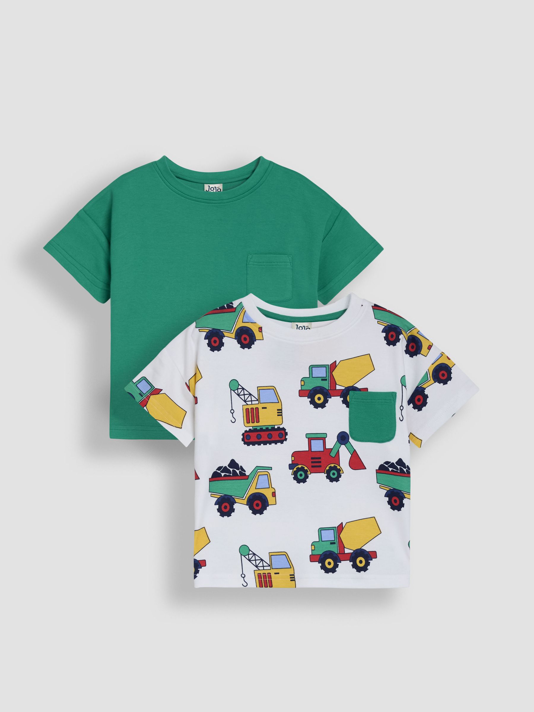 Green Tractor Printed and Plain T-Shirts 2 Pack - Image 1 of 7