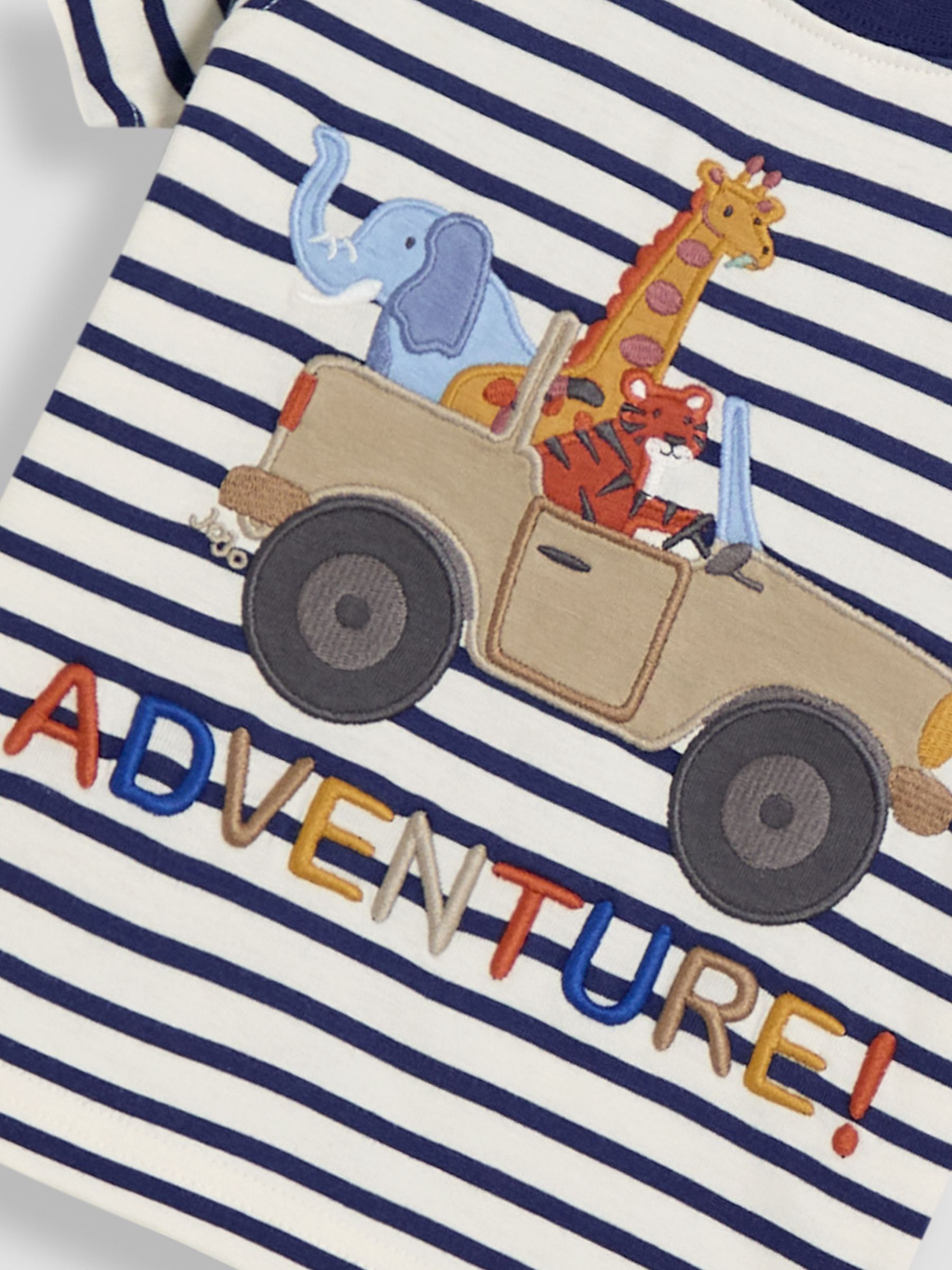 Ecru Navy Stripe Safari Appliqué T-Shirt - Image 3 of 3