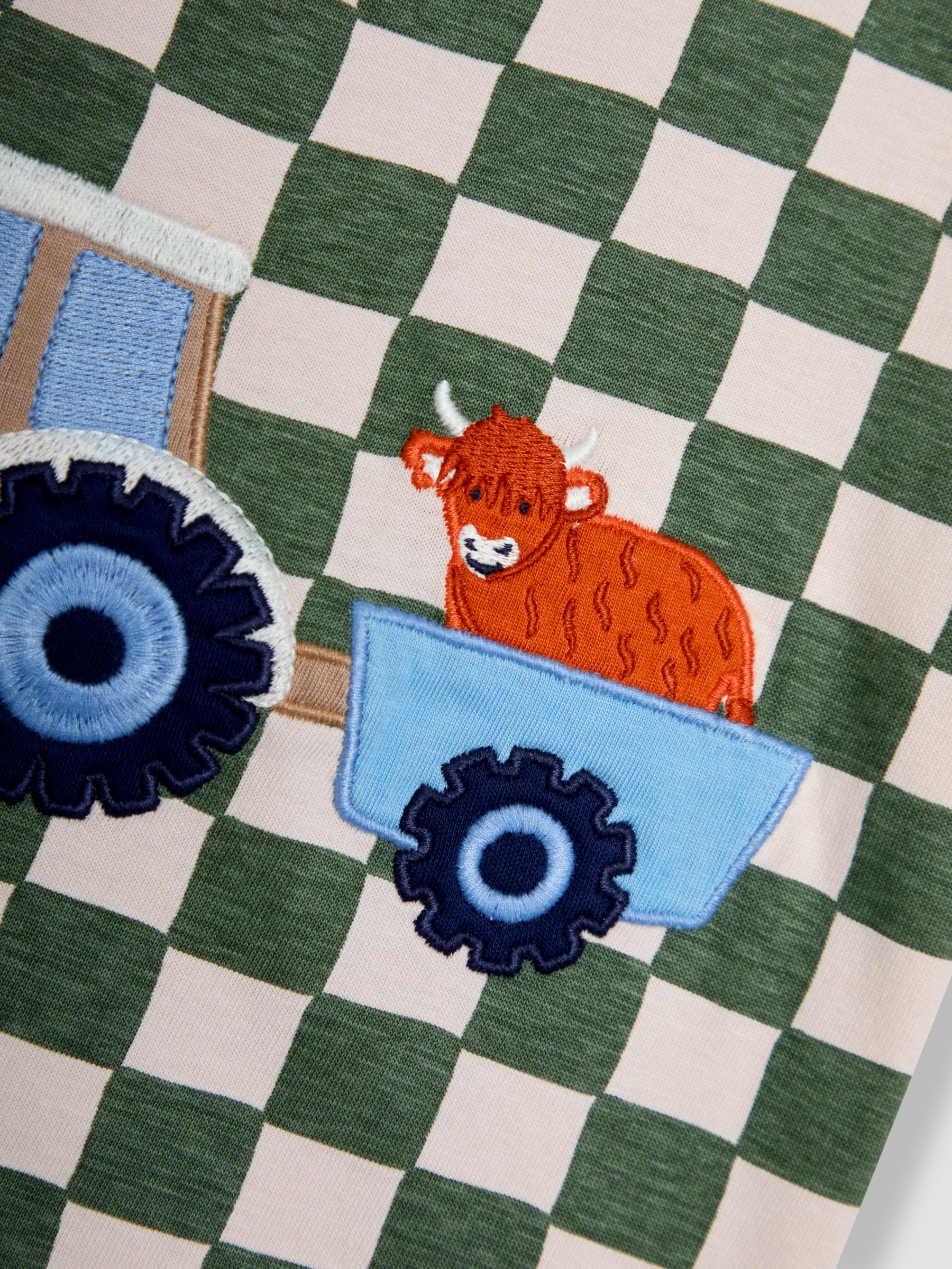 Khaki Tractor Appliqué Checkerboard T-Shirt - Image 3 of 5