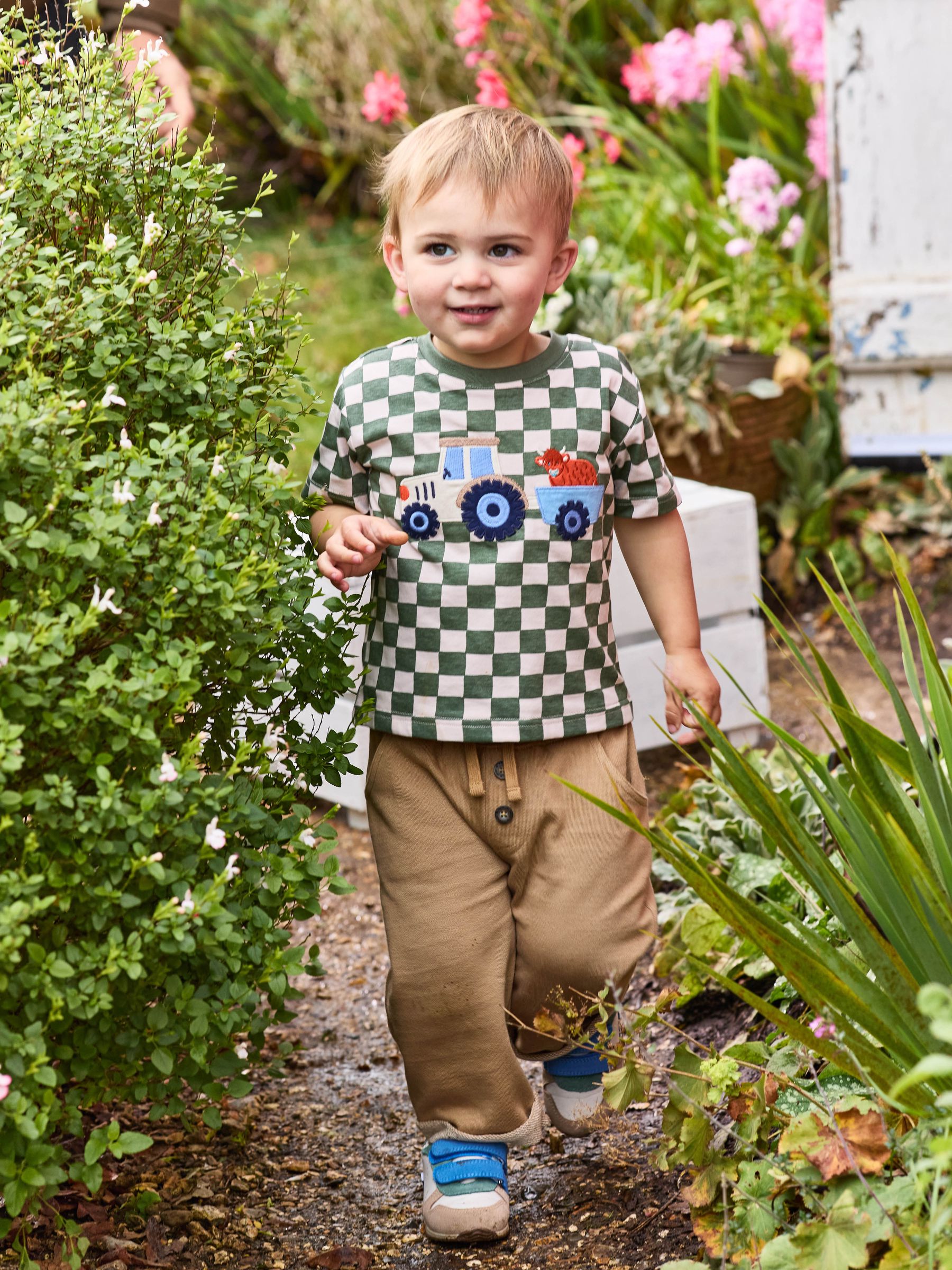 Khaki Tractor Appliqué Checkerboard T-Shirt - Image 5 of 5