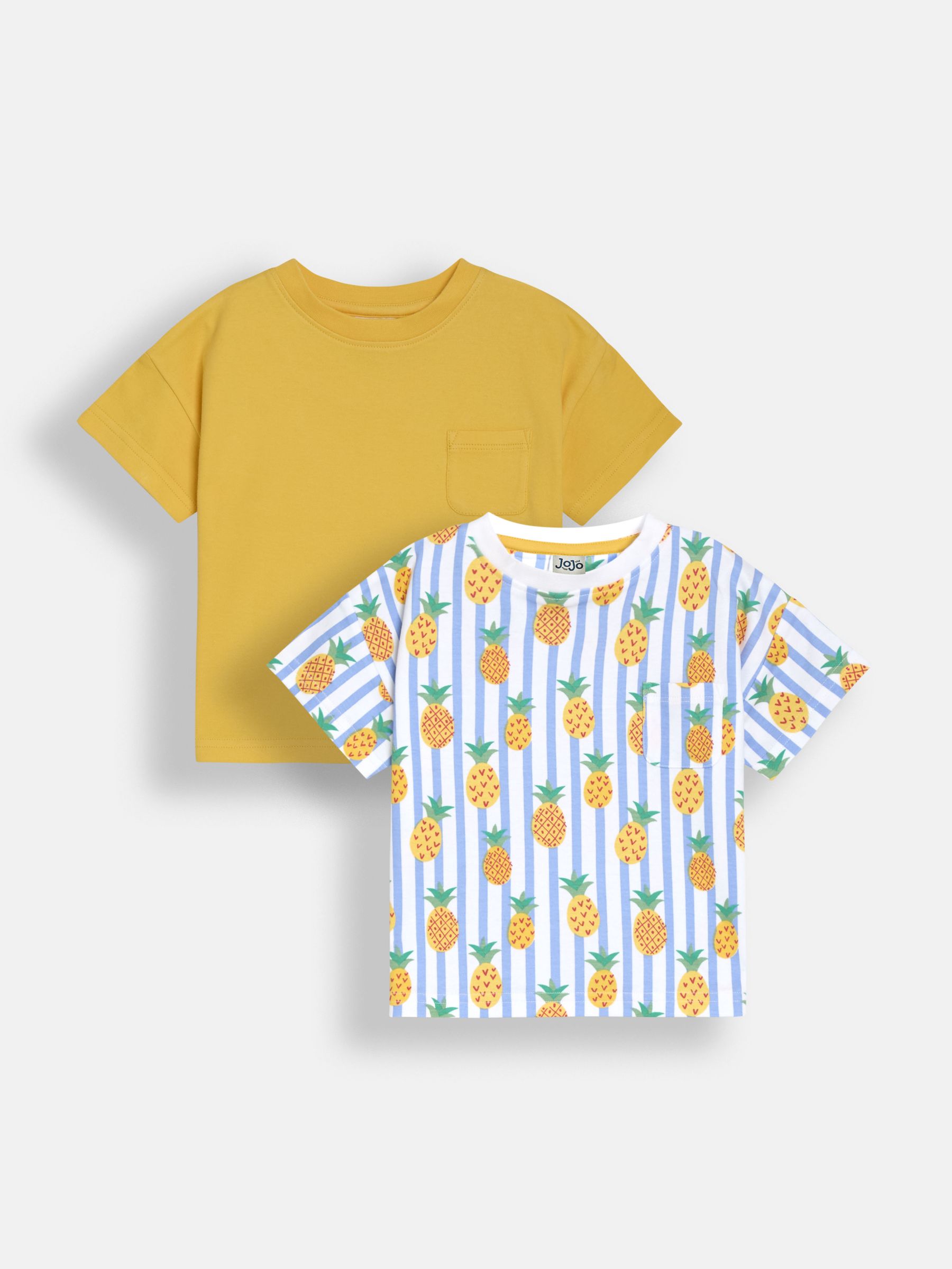 Yellow Pineapple Printed and Plain T-Shirts 2 Pack - Image 1 of 7