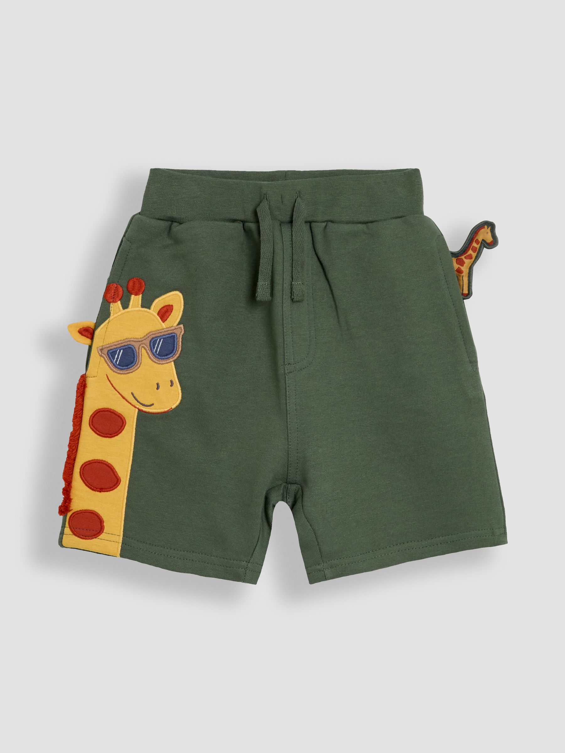Khaki Green Giraffe Appliqué Shorts - Image 1 of 4