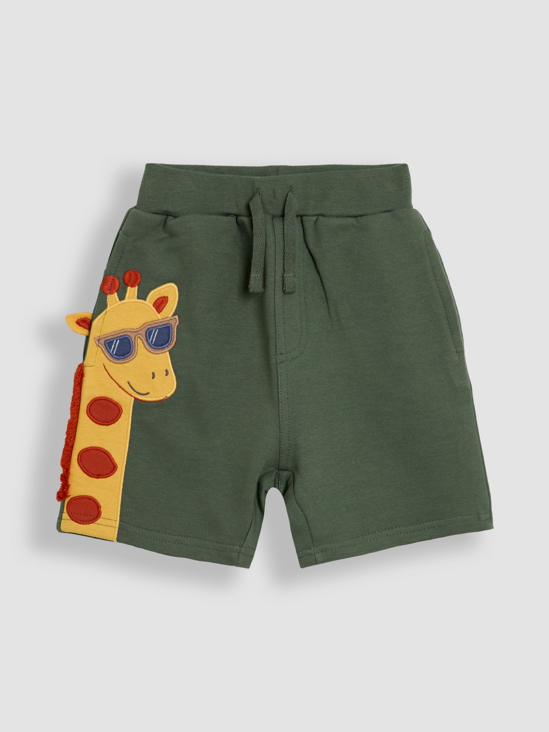 Khaki Green Giraffe Appliqué Shorts - Image 2 of 4