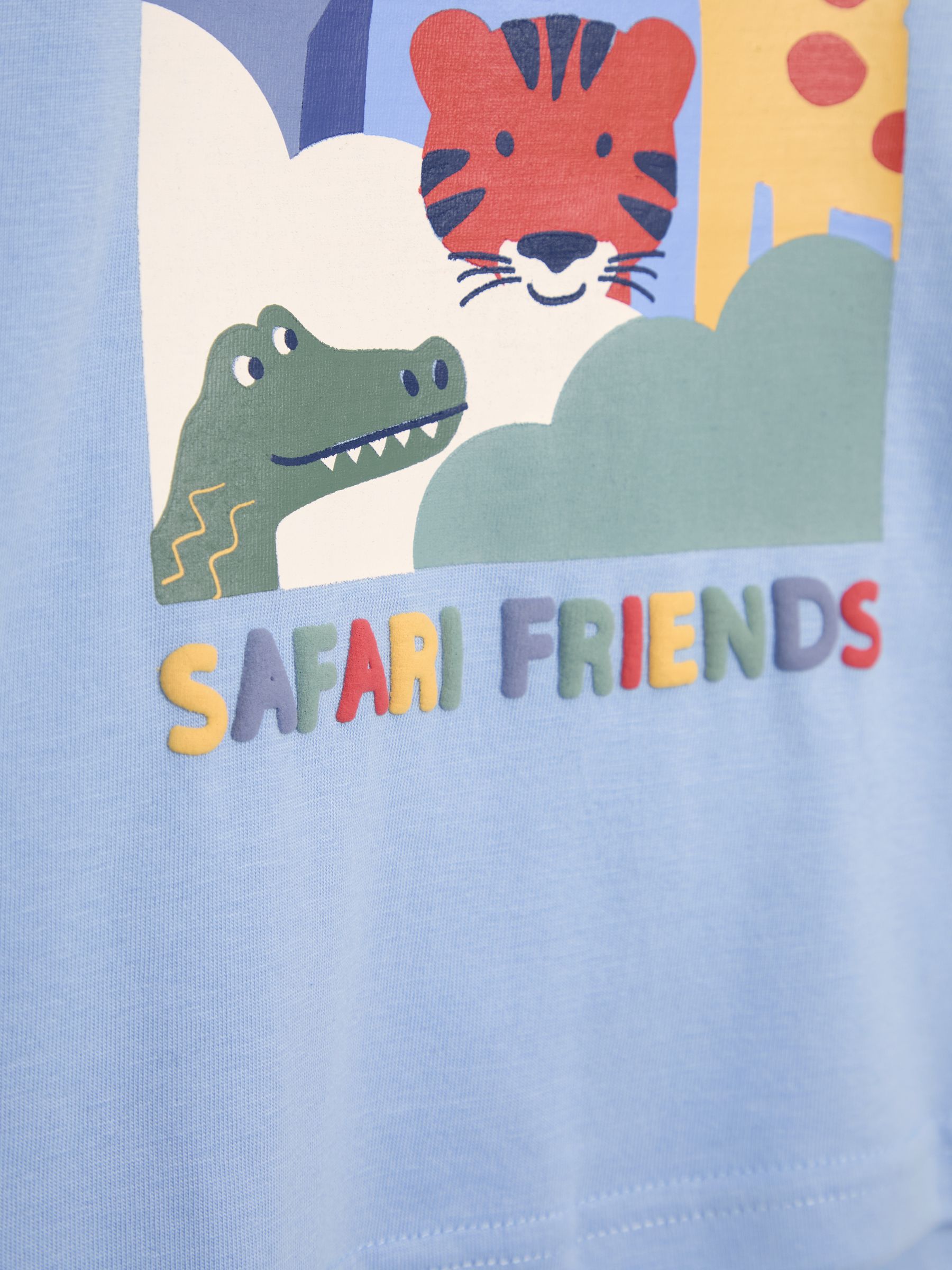 Blue Safari Scene 100% Cotton Printed T-Shirt - Image 3 of 5