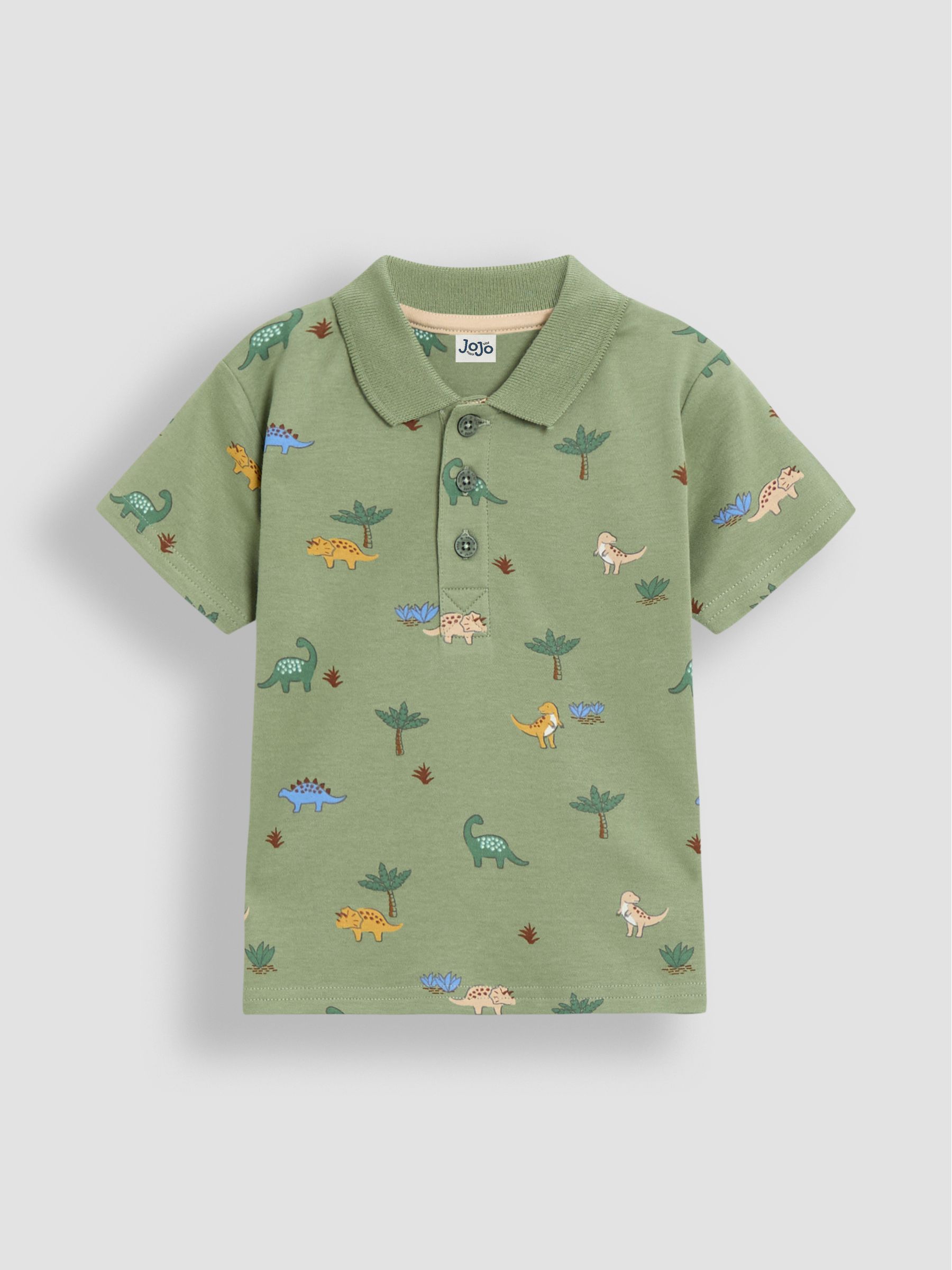 Green Dino Printed Polo Shirt - Image 1 of 3