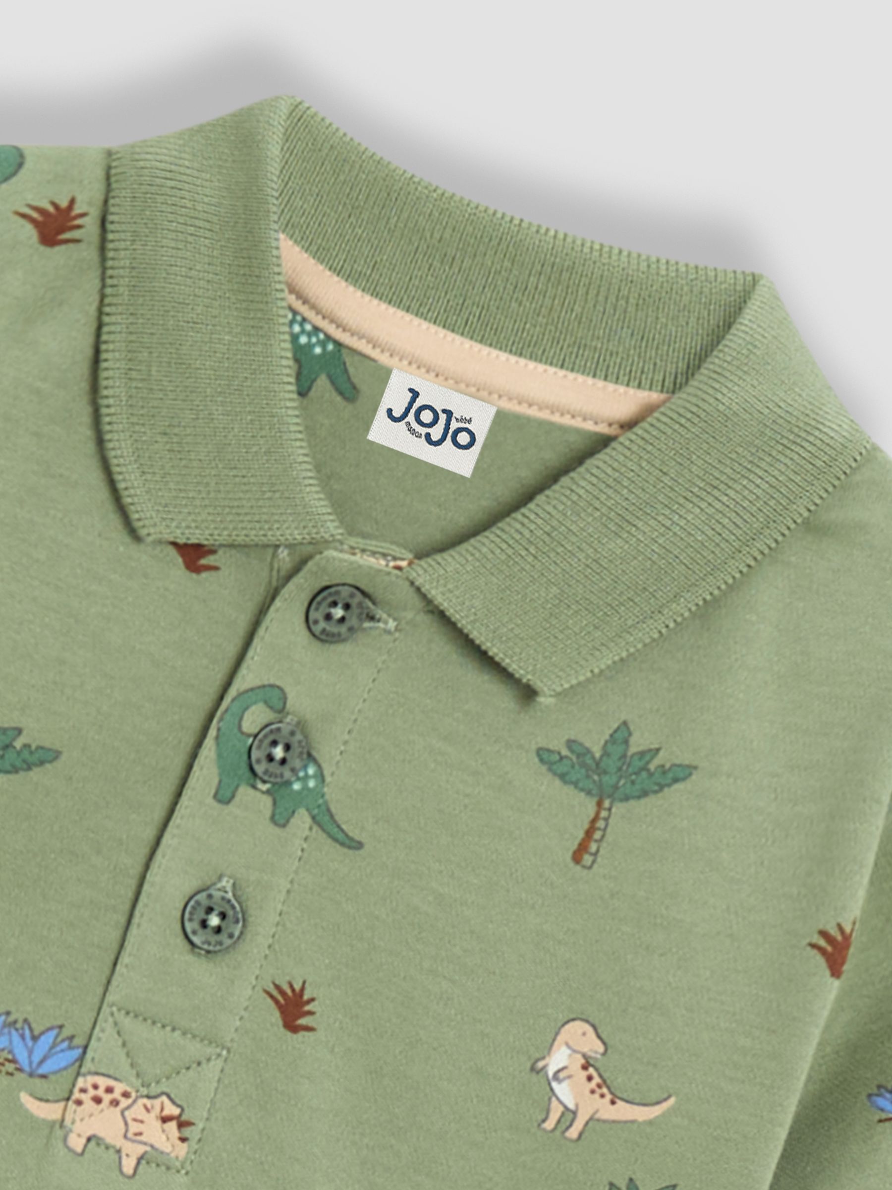 Green Dino Printed Polo Shirt - Image 3 of 3