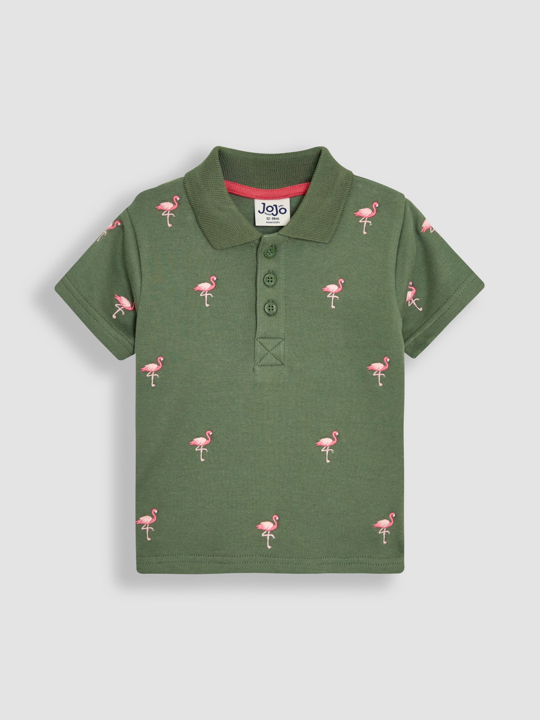 Khaki Flamingo Embroidered Polo Shirt - Image 1 of 3
