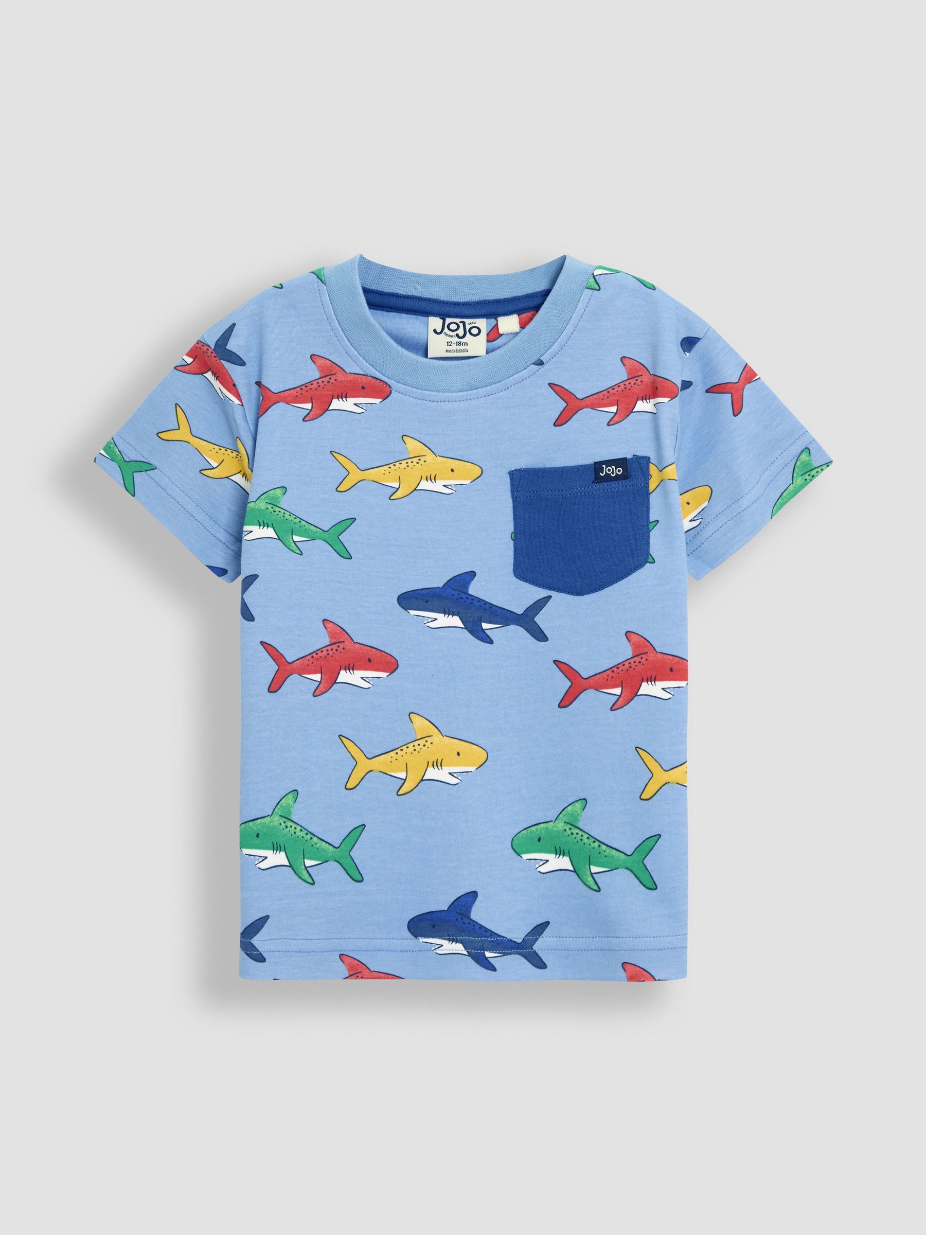 Blue Shark 100% Cotton Printed & Plain T-Shirts 2 Pack - Image 2 of 5