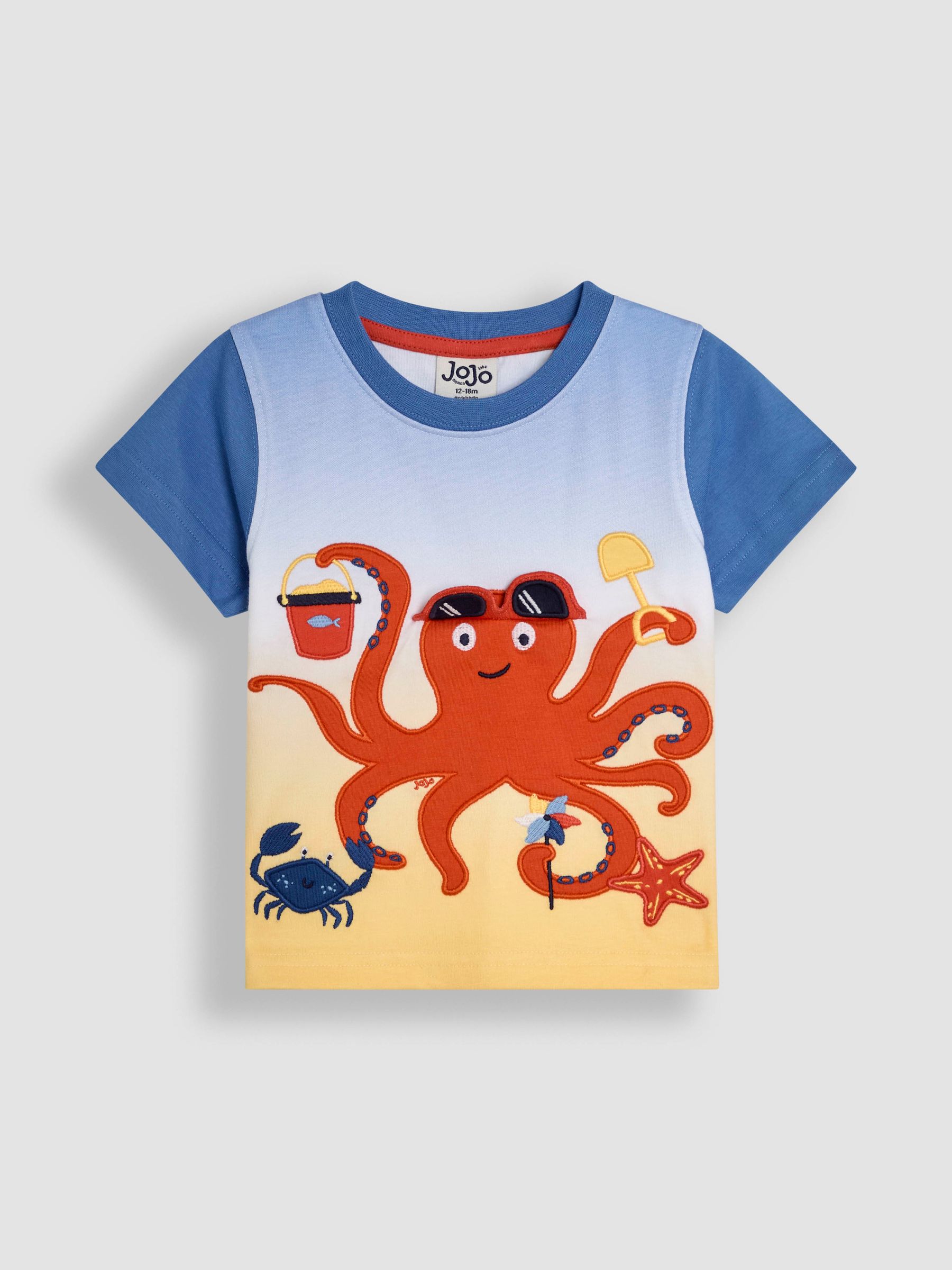 Blue Octopus Interactive Appliqué 100% Cotton T-Shirt - Image 2 of 3