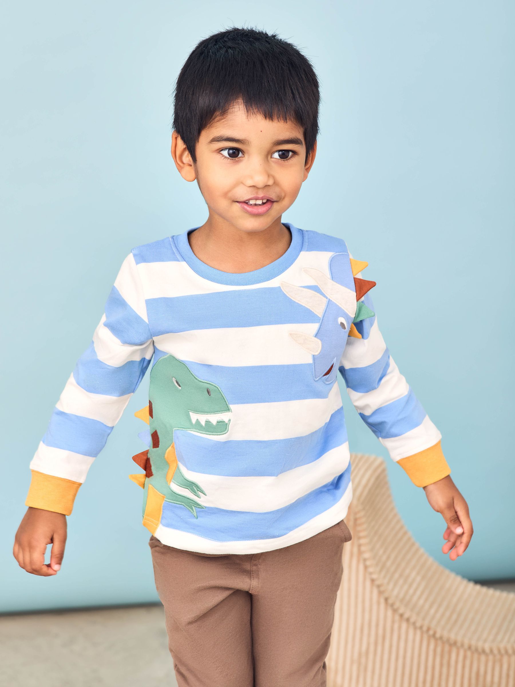 Blue Dinosaur 100% Cotton Appliqué Top - Image 3 of 3