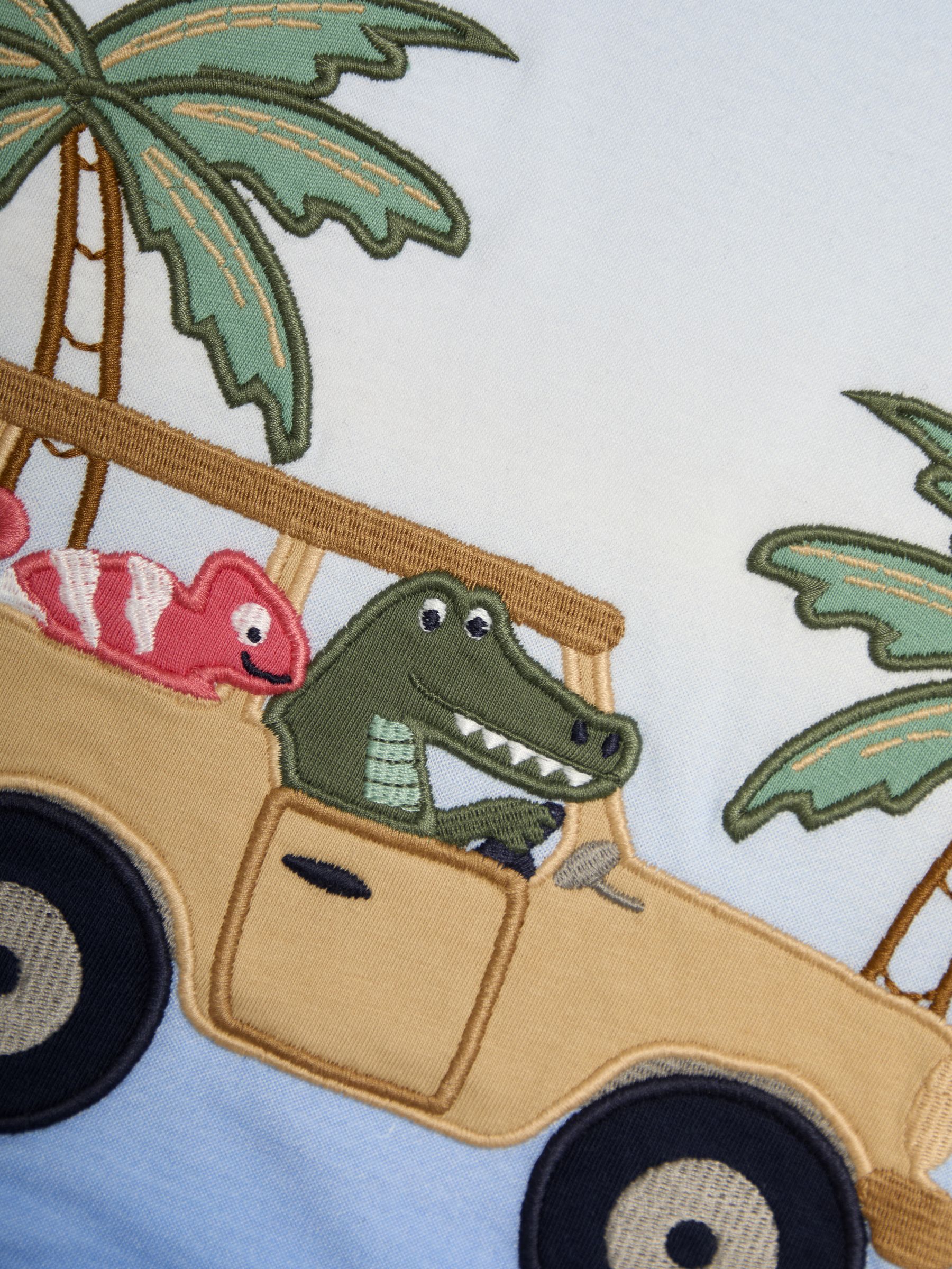 Blue Tropical Jeep Appliqué Ombre 100% Cotton T-Shirt - Image 3 of 3