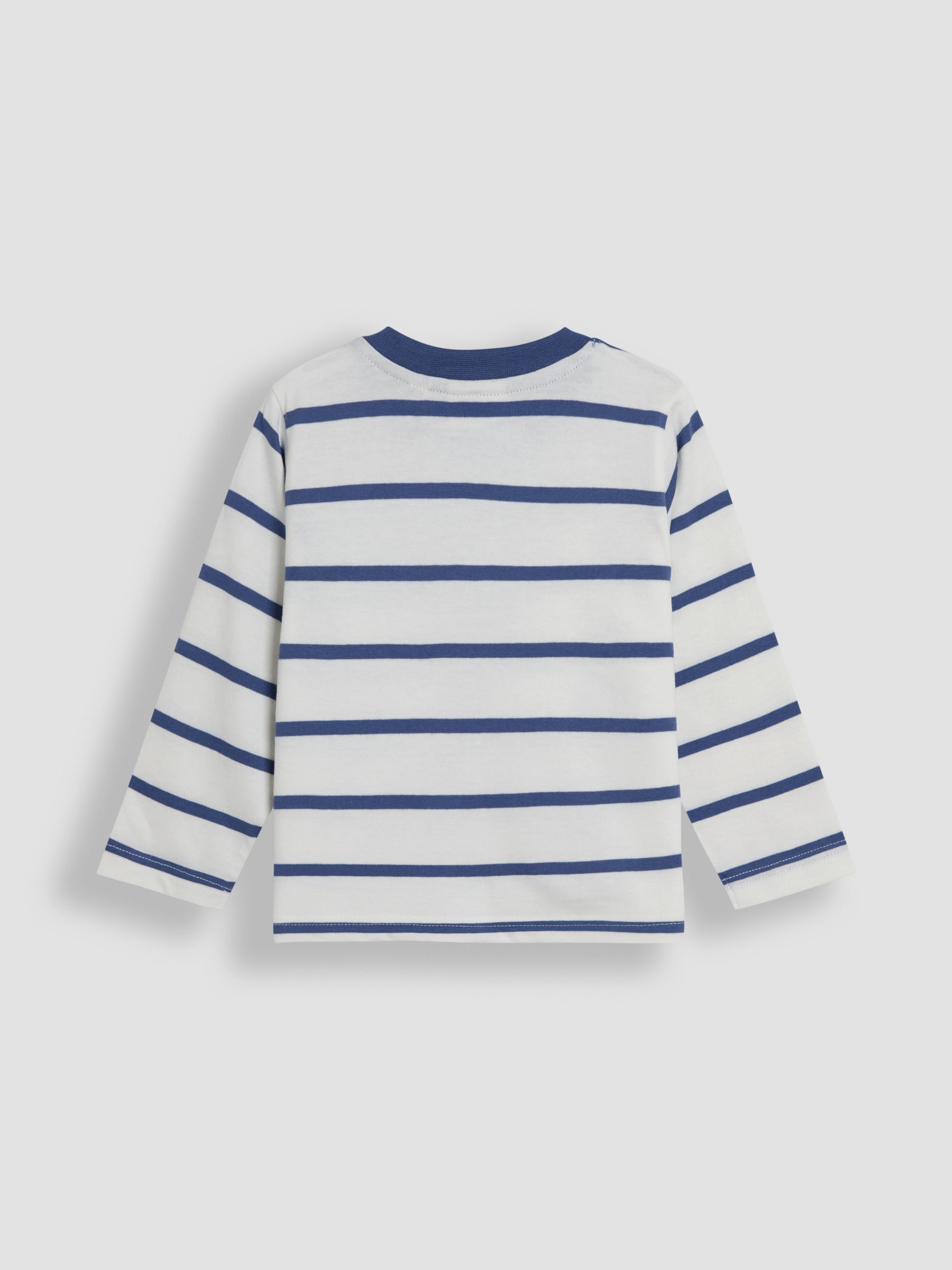Ecru Tractor 100% Cotton Appliqué Pocket Stripe Top - Image 2 of 6