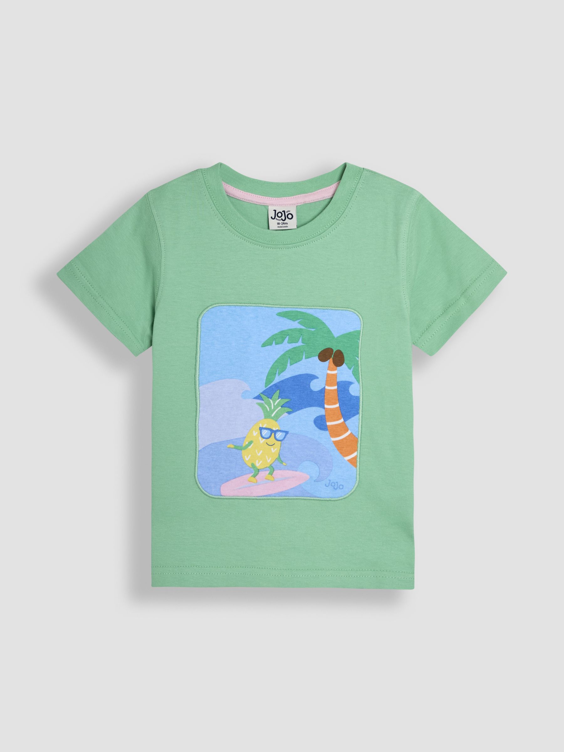 Green Surfing Pineapple Printed T-Shirt - Image 1 of 3