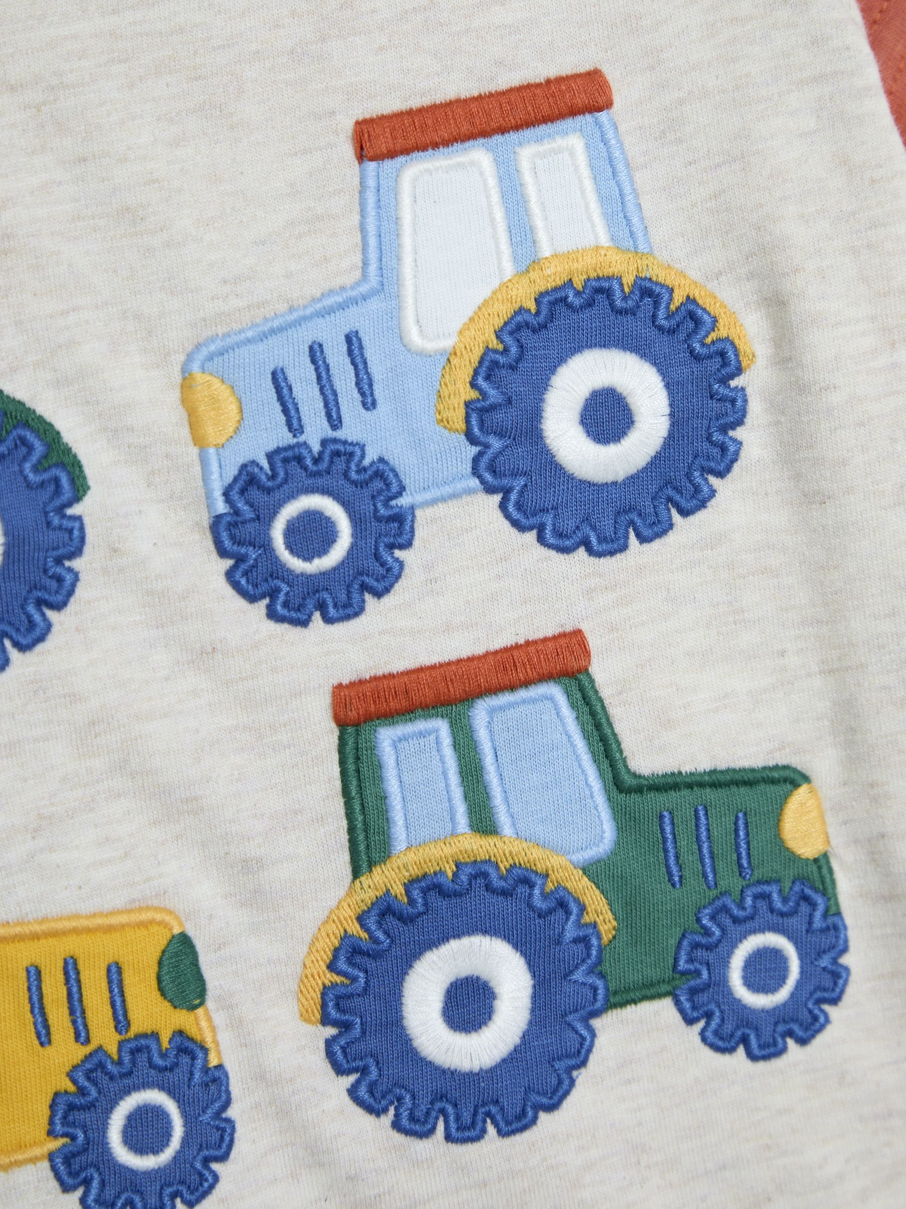 Natural Tractor Appliqué & Plain 100% Cotton T-Shirts 2 Pack - Image 6 of 7