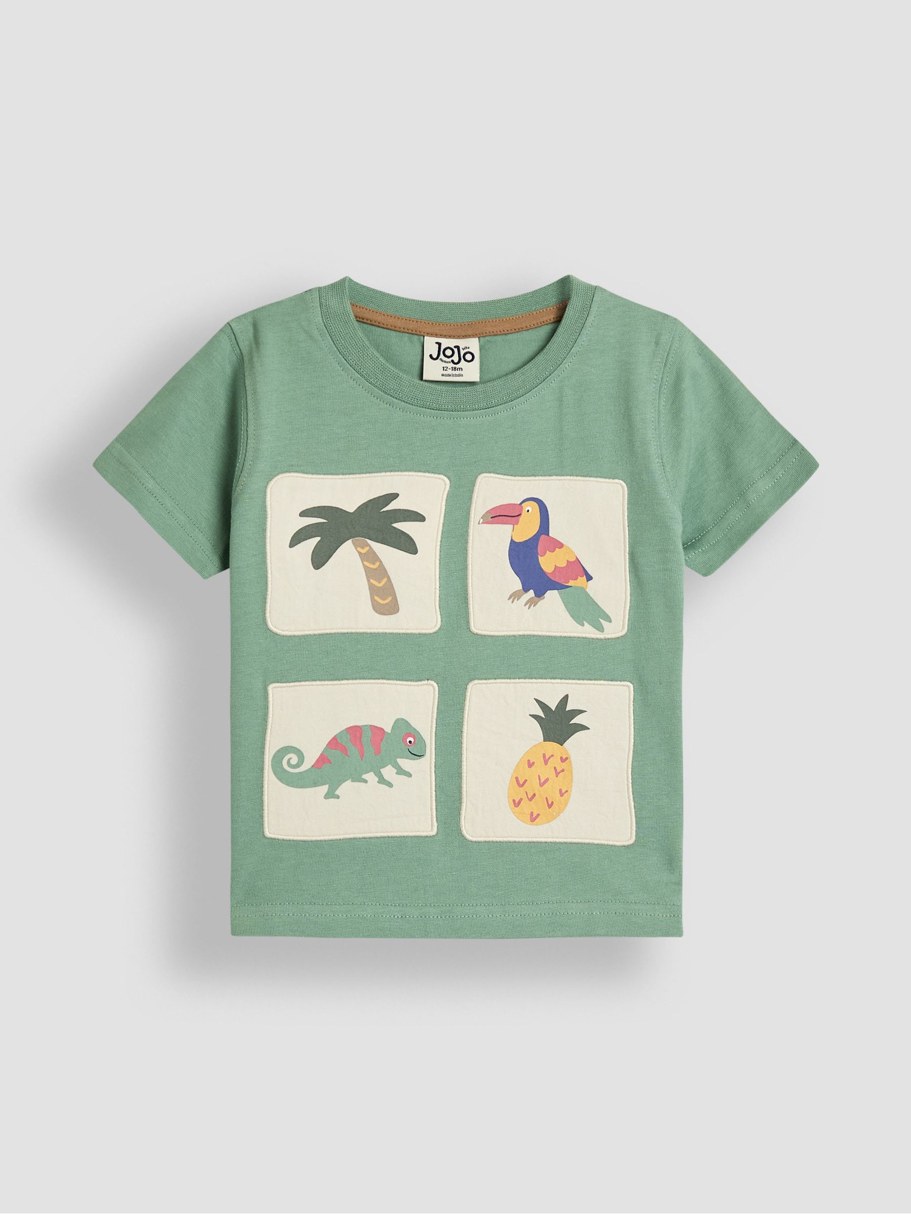 Green Tropical Graphic 100% Cotton Printed & Plain T-Shirts 2 Pack - Image 2 of 7