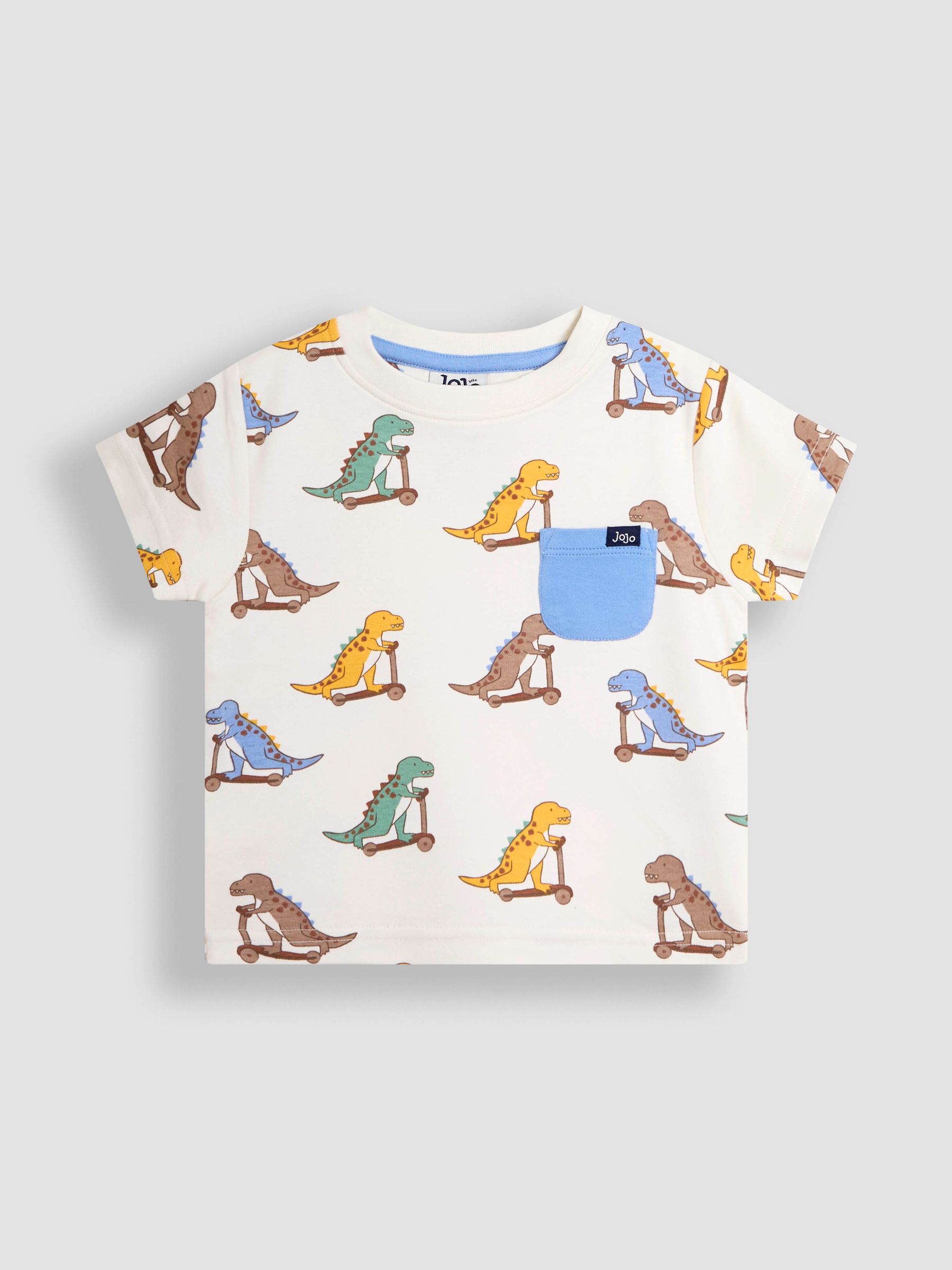 Blue Scooting Dino 2-Pack Printed & Plain T-Shirts - Image 4 of 5