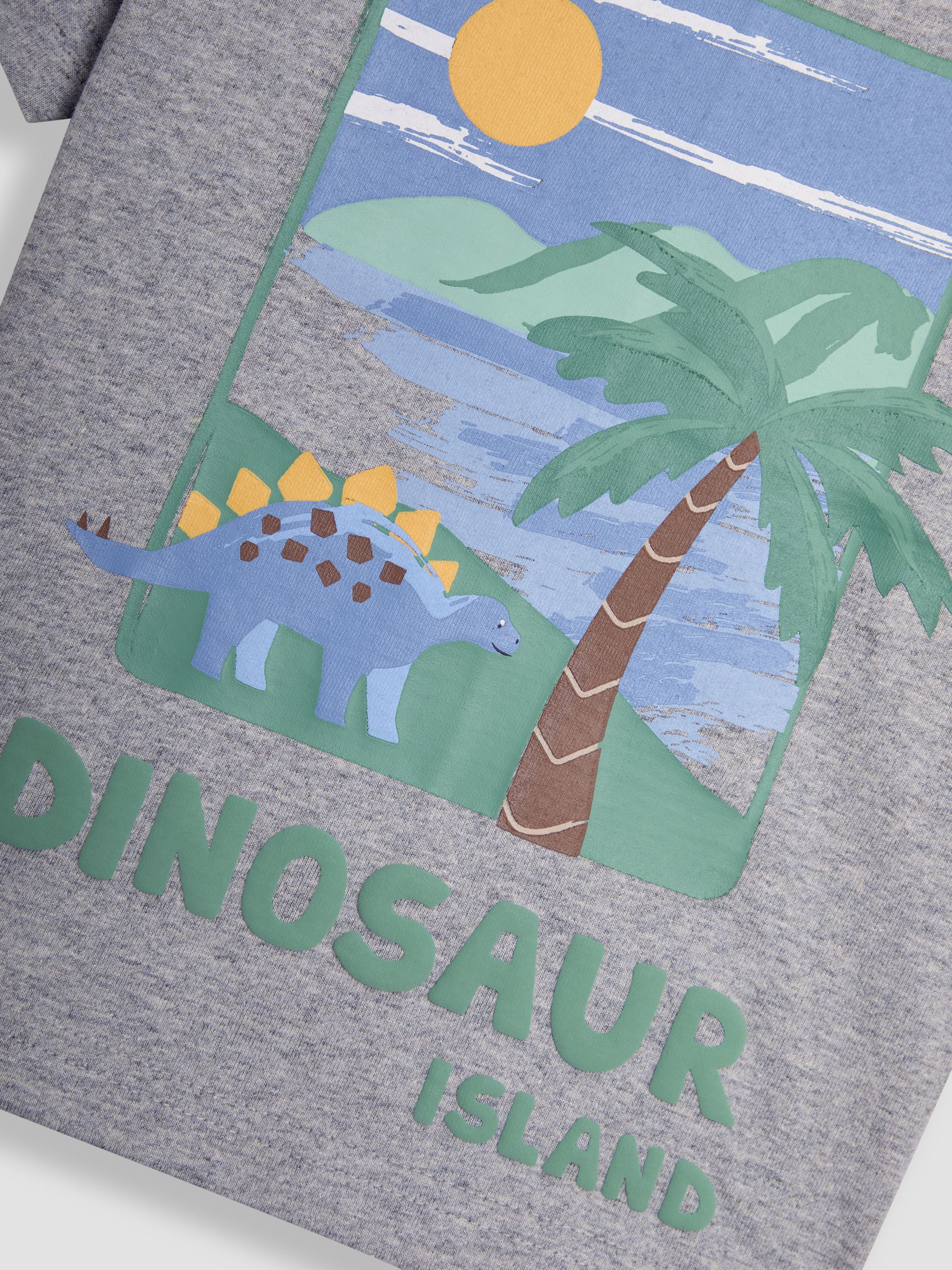 Marl Grey Dino Island Graphic Printed & Plain T-Shirts 2 Pack - Image 6 of 8
